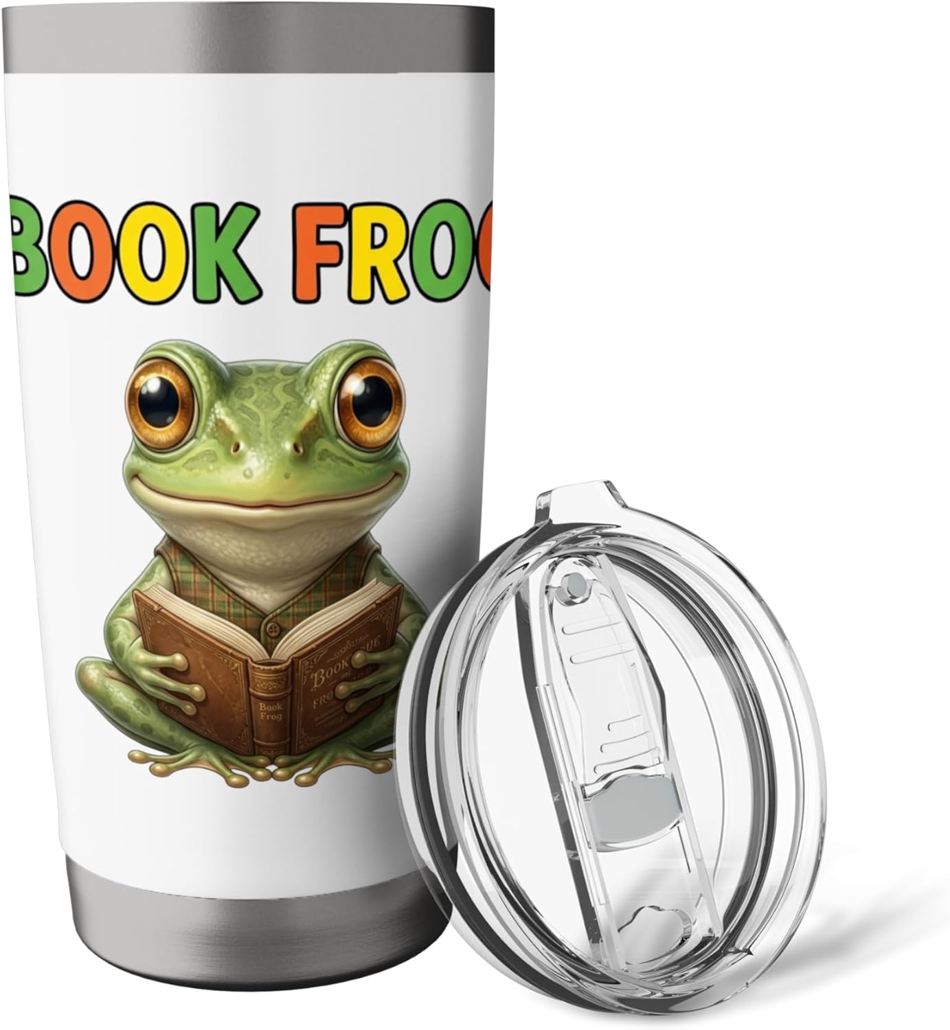 Curious Reading Amphibian Cartoon Library Character Stainless Steel Insulated Tumbler