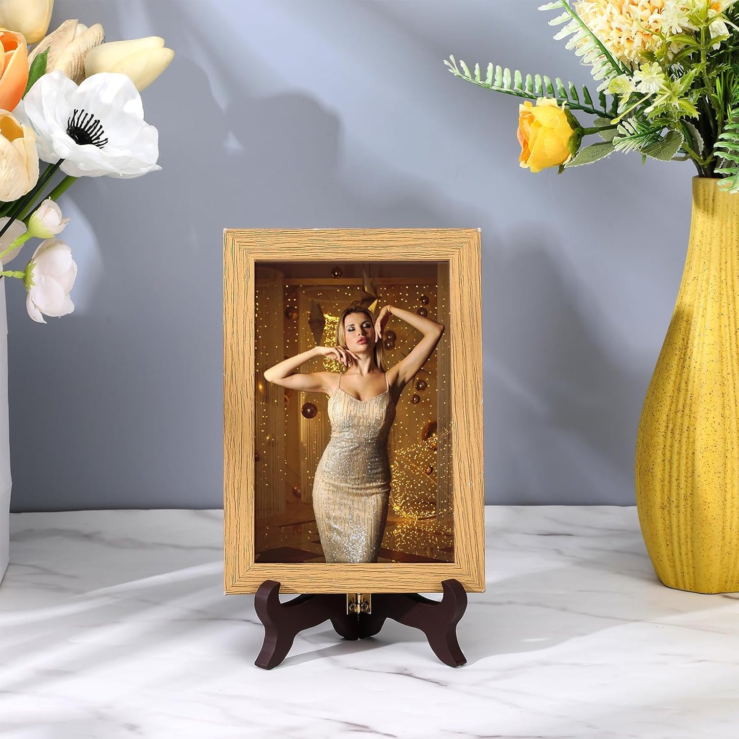 2 PCS Plate Stands for Display, 4" Wooden Plate Holder Foldable Picture Frame Stand Decorative Small Plate Stand for Display Picture Frame Book Dish Artwork Easels