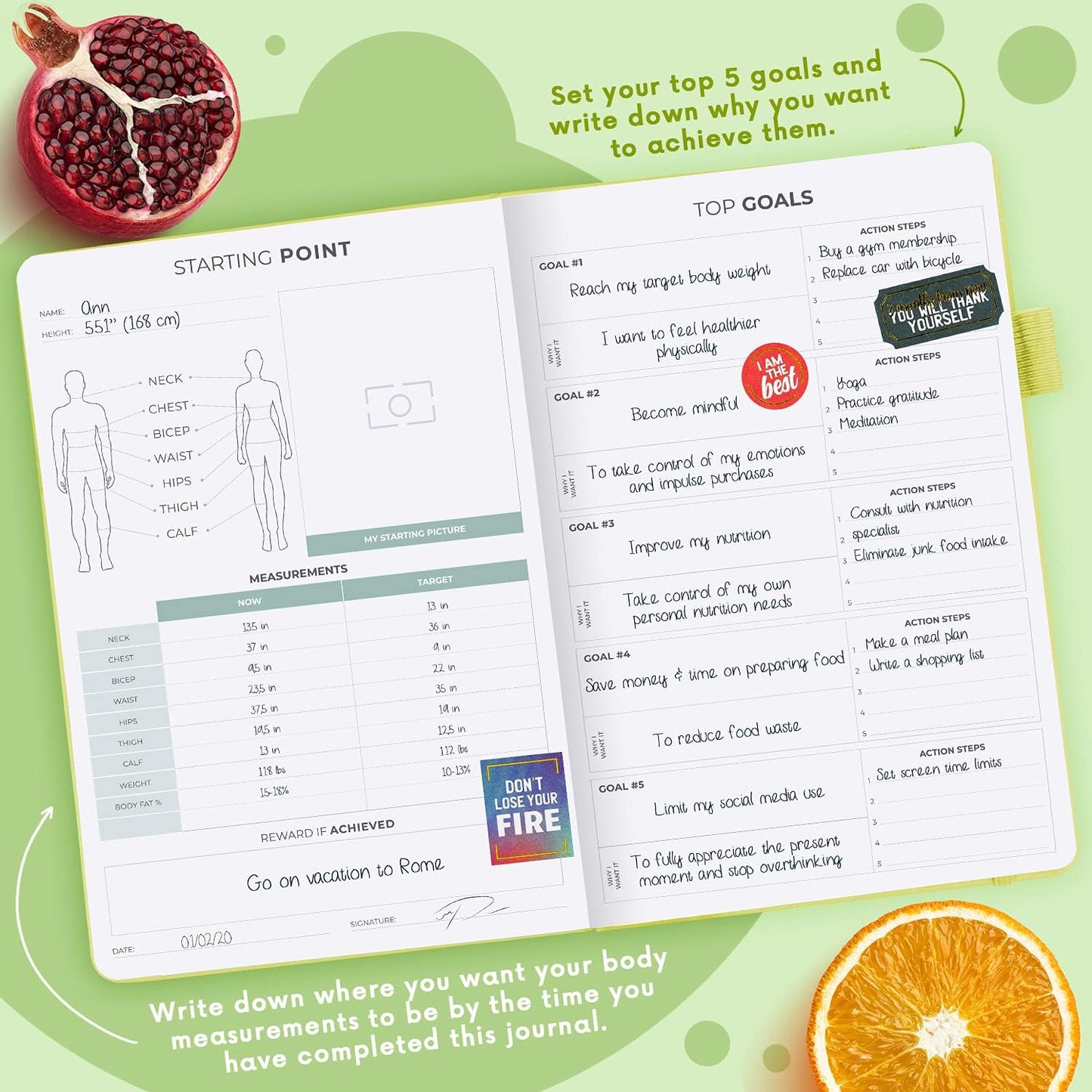 Clever Fox Wellness Planner - Weekly & Daily Health and Wellness Log, Food Journal & Meal Planner Diary for Calorie Counting, Notebook for Medical Condition Tracking, A5-Sized - Neon Yellow