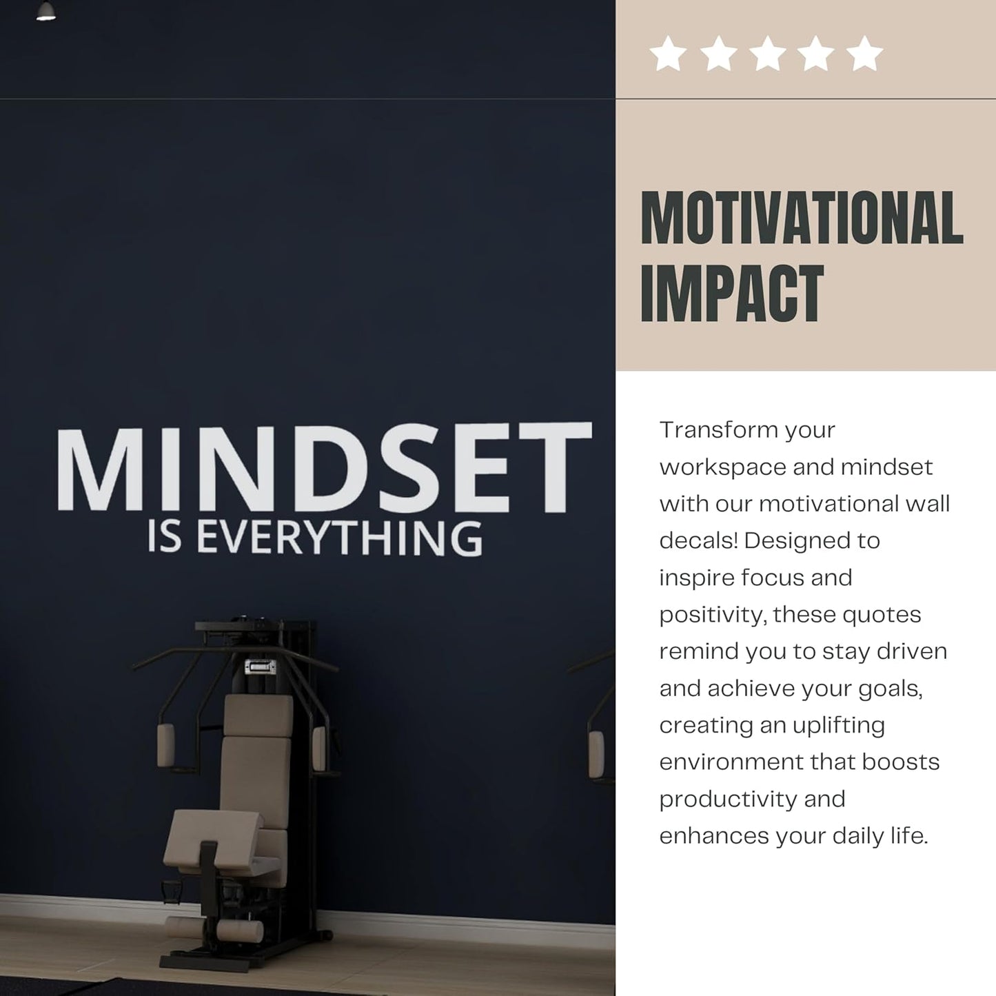 My Vinyl Story | Mindset is Everything | Motivational Wall Decal Quote Vinyl Sticker for Home Gym Exercise Fitness Workout Inspirational Office Wall Art Decor Removable Sticker (Black, 36x9 inches)