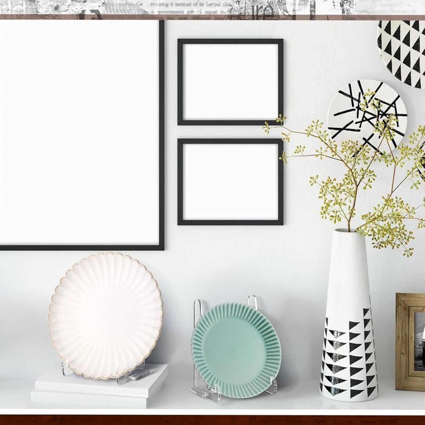 Clear Easel Stand - Acrylic Tabletop Book Holder, Frame and Picture Bracket, Decorative Plate Platter Display, Sturdy Home Kitchen School Organizer, Premium Display Stand for Art & Decor 12x10.5x15cm