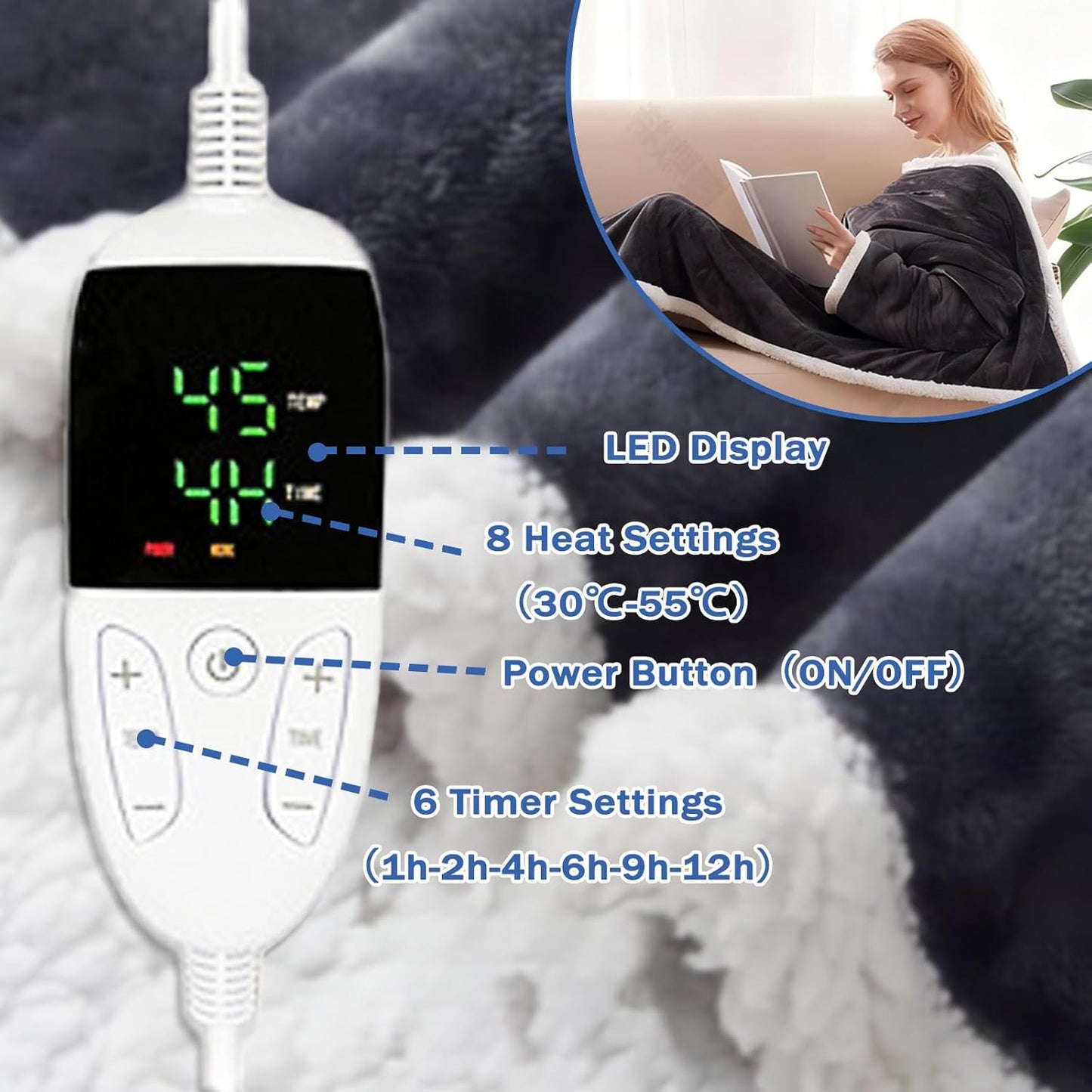 Heated Wearable Blanket with Feet, 2026 Upgrade Heated Wearable Blanket, 50"X70" Electric Blanket Heated Robe for Home, 10 Heating Levels Robe Blankets for Mom (Beige)