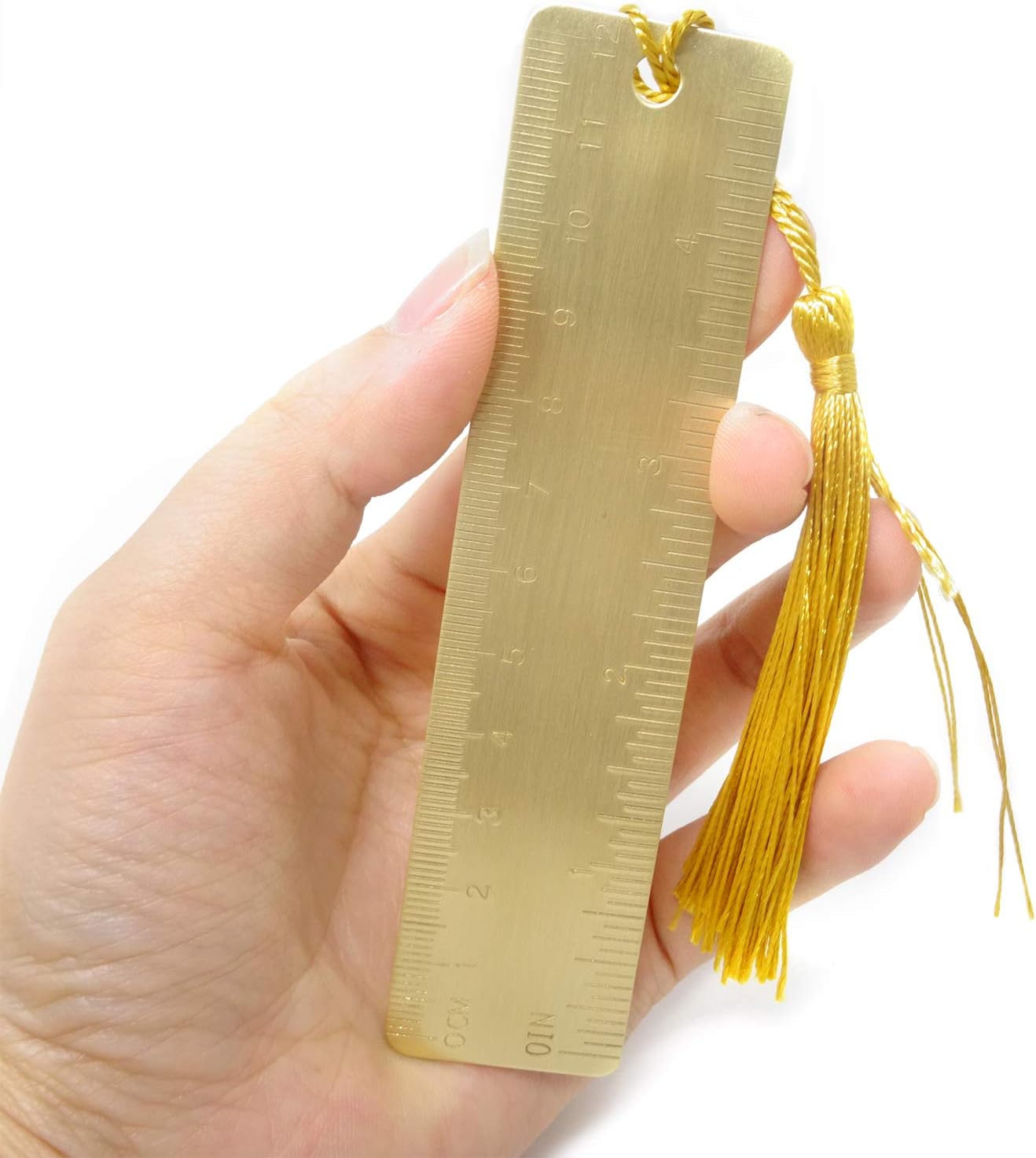 Honbay 2PCS Gold Brass Straight Rulers Metal Copper Bookmarks with Tassels for Home School Library or Travel (5 Inch)