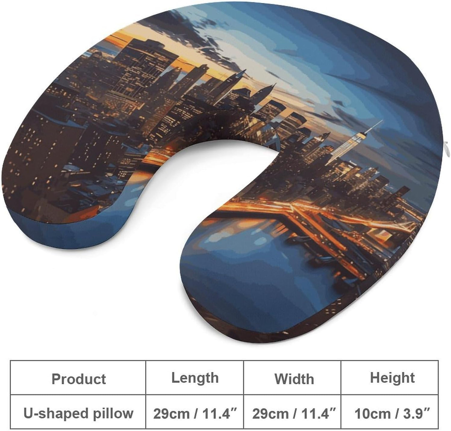 New York City Scenery Neck Pillow Memory Foam U Shaped Pillows Portable Pillows for Shoulder Travel Head Support Pillow with Concealed Zipper for Airplane Car Home Office