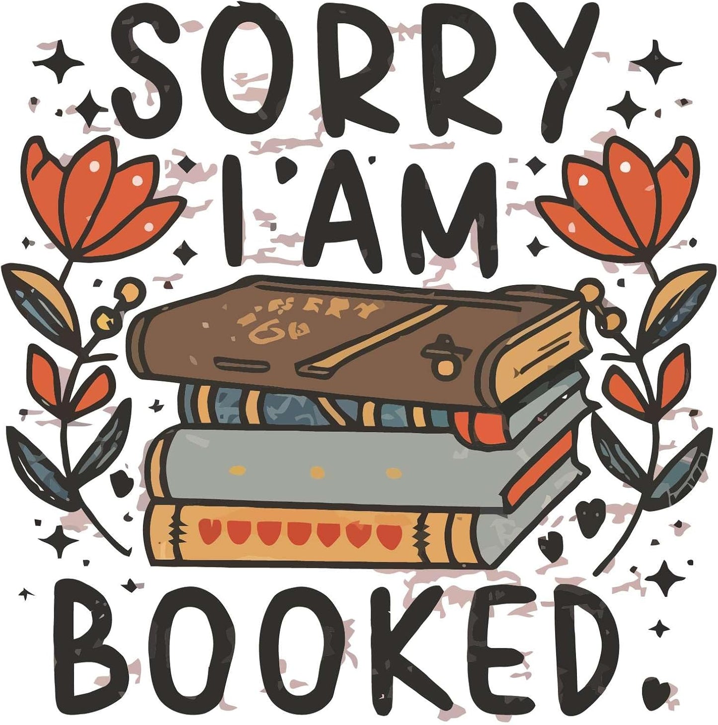 Sorry I Am Booked Bookish Librarian Book Lover Reading Quote Wall Art Sticker Designs Vinyl Stickers for Home House Walls Rooms Windows Bedroom Decoration Size (12x12 inch)