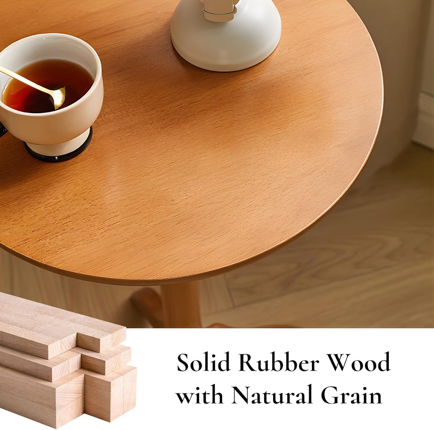 Small Round Side Table, Solid Wood End Table with Adjustable Height, Portable Accent Coffee Table, Nightstand,15.75" Dia.x 23.62" H,(Natural)