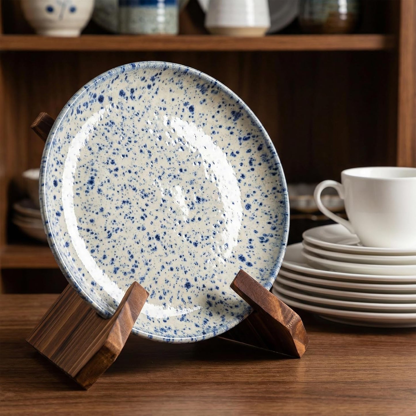 Platter Display Stand, Bowl Display Stand, 6.5 Inch Bowl Holder Wooden Stands for Displays Extra Wooden Plate Stands Deep Decorative Platter Easel Holder for Decorative Pottery Bowls Picture Dish Book