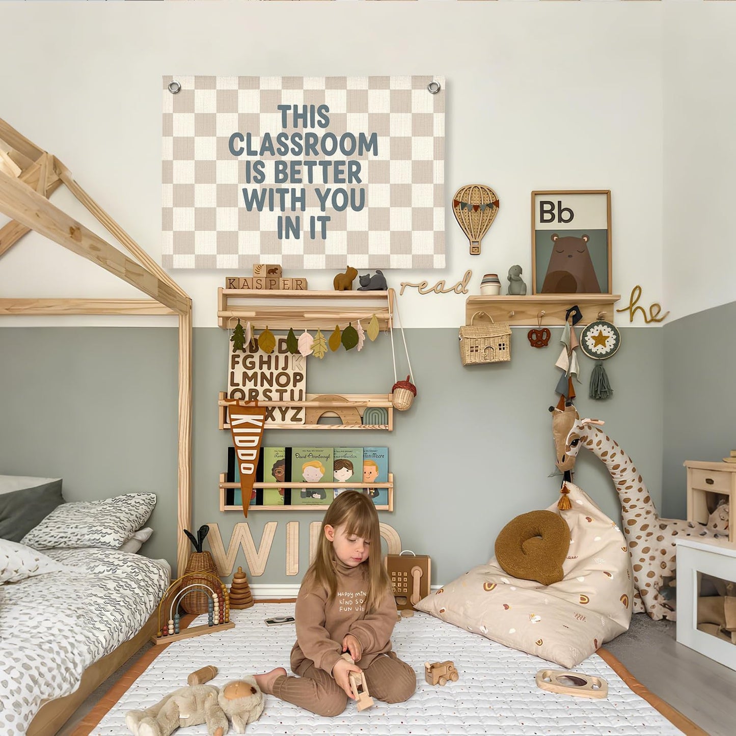 Boho Classroom Decor,Classroom Must Haves, Welcome Sign Canvas Banner Wall Hanging Banner Flag, Positive Affirmations Back To School This Classroom Is Better With You In It 30x20 inchs