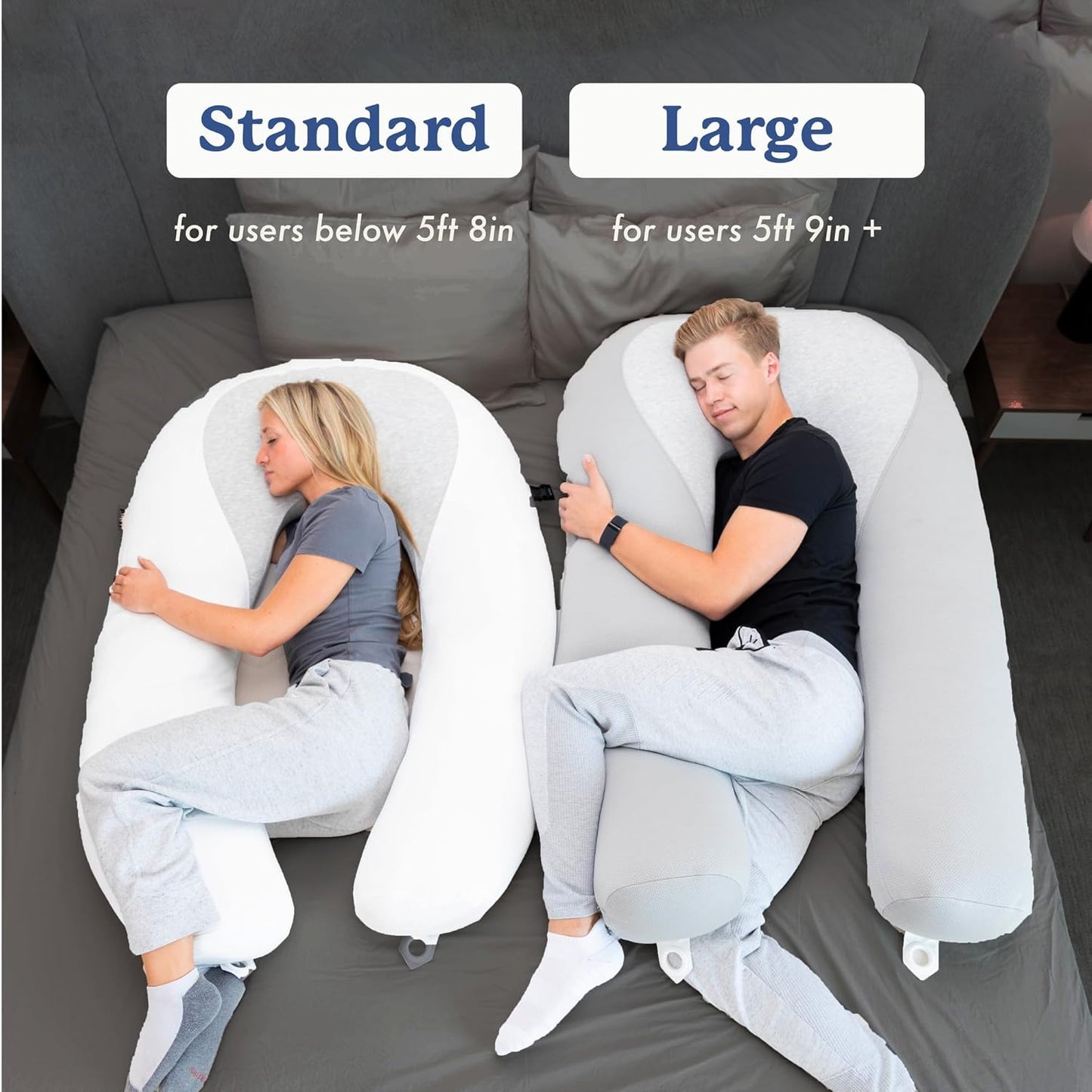 Plufl Hugl Cooling Body Pillow & Breeze Cooling Blanket Set | U-Shaped Memory Foam Pillow for Side Sleepers & Pregnancy | Lightweight Cooling Comforter for Hot Sleepers | Washable Covers | Cool Gray