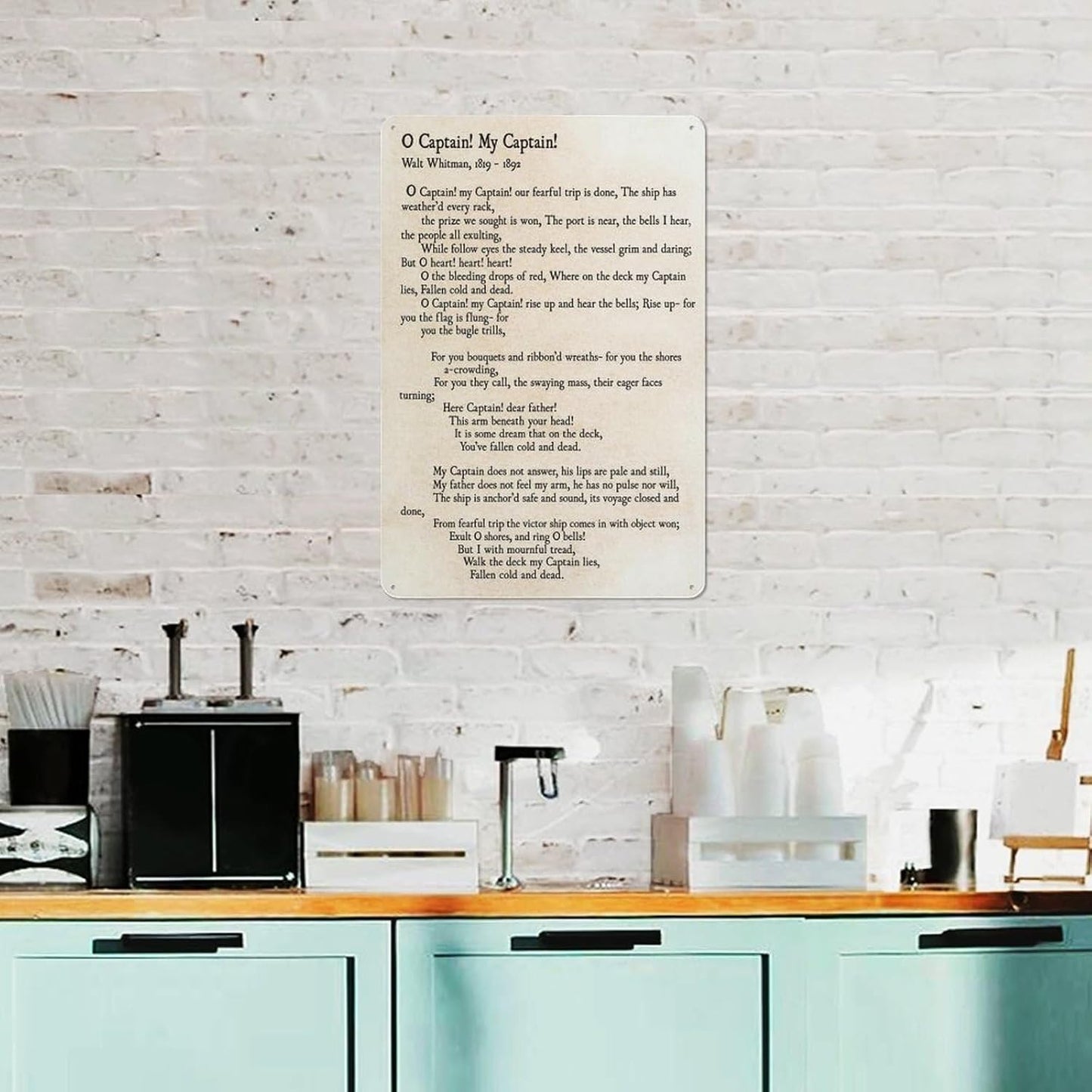 O Captain My Captain Walt Whitman Poetry Quote Metal Wall Decor 8x12 Inches Aluminum