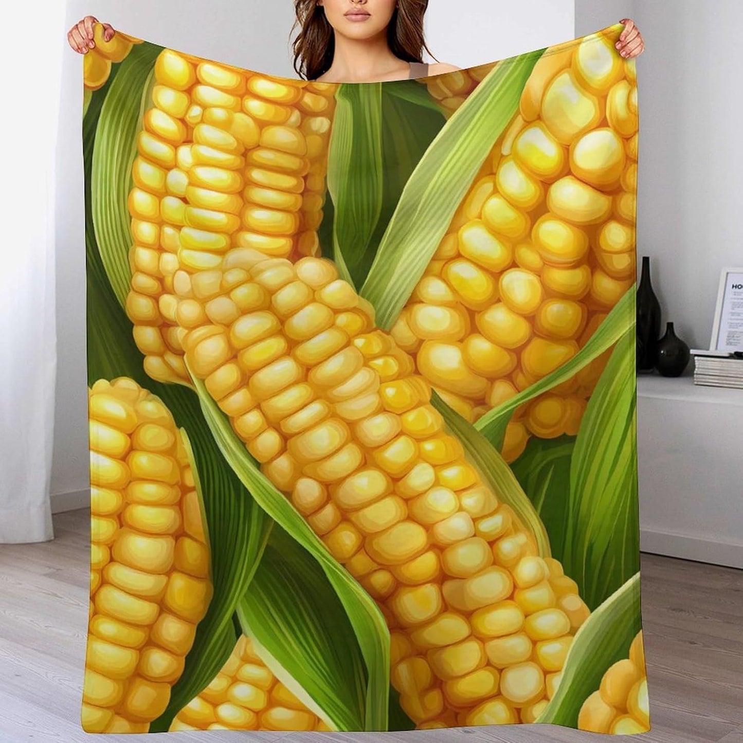 Food Corn Throw Blanket for Couch Bed Plush Cozy Fuzzy Flannel Blanket for All Season 55"x70"