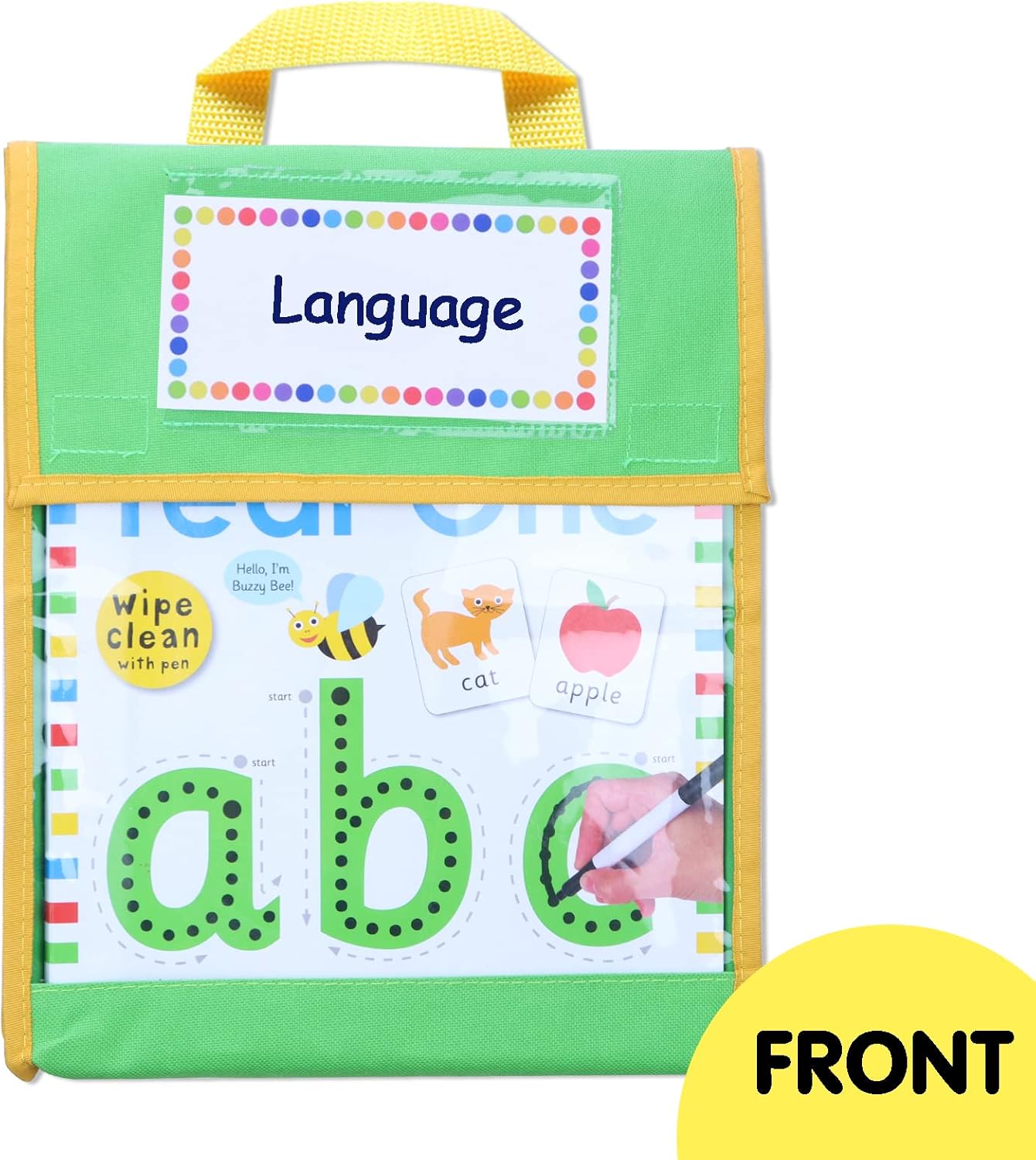 EAMAY Book Pouches for Kids, Clear Pocket Reading Bags for Classroom,– Send Home Books and Homework in Book Buddies Bags – Stitched-On Handle, Colorful(10" x 12")-Set of 4