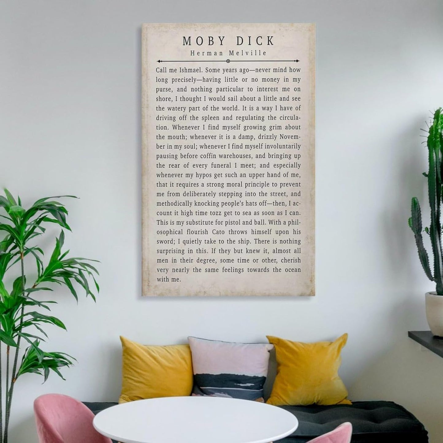 Moby Dick Quote Print Herman Melville Book Art Vintage Page Wall Art Literary Print for Home Or Office Unframed And Framed Classic Literature Decor for Book Lovers 12x18inch(30x45cm)