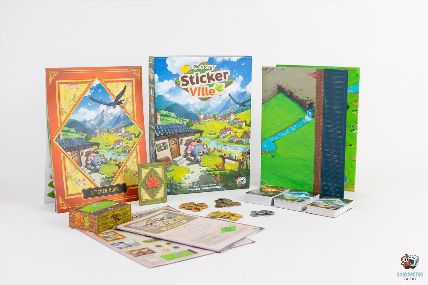 Asmodee Cozy Stickerville Board Game - Narrative Strategy Game of Village Building & Storytelling, Family-Friendly Fun for Kids & Adults, Ages 8+, 1-6 Players, 30 Minute Playtime