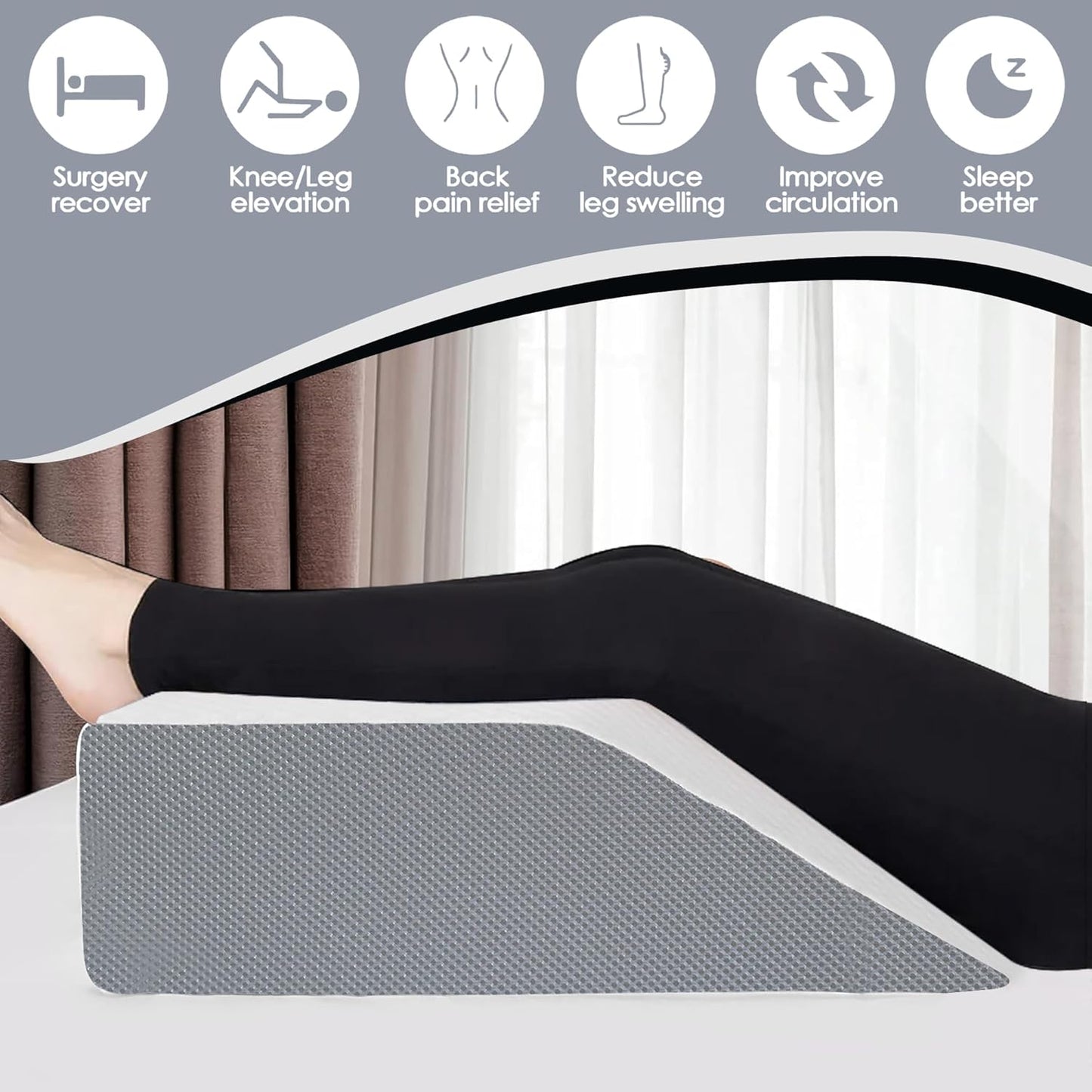 Zutan, Leg Wedge Elevation Pillow for Blood Circulation | Relieved & Recovers Foot and Ankle Injuries | Pillows for Swelling | Multi-Purpose | Chic Jacquard Cover, 8”x16”x23”, White