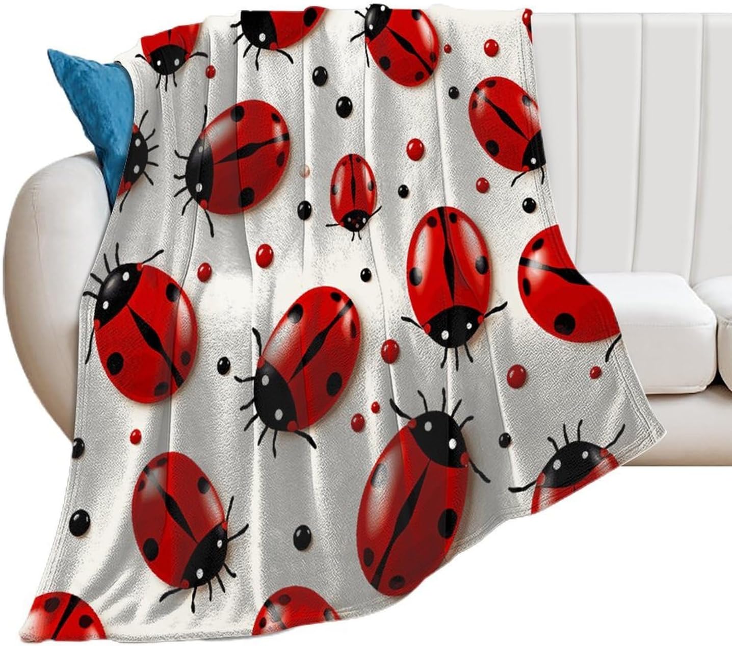 Red Ladybug Blanket Super Soft Lightweight Throw Blanket Cute Cozy Warm Bed Blanket Decorative Fuzzy Blanket All-Season Home Decor Gift for Sofa Couch Living Room 30"*40"（76 * 100cm）