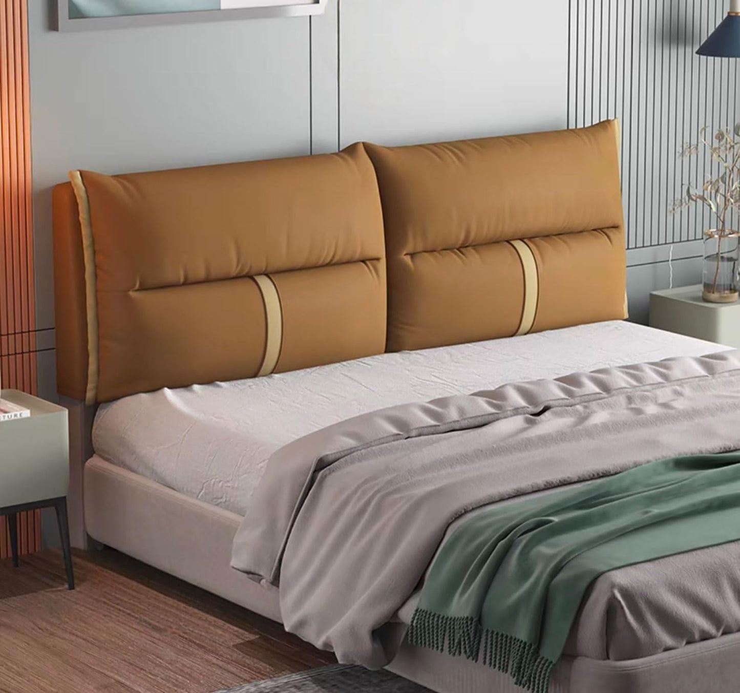 Large Wedge Headboard Pillow Bed Bolster Headboard Backrest Lumbar Support Cushion for Reading and Playing Games in Bed with Removable Cover(Size:No headboard 71"/180cm,Color:Brown)