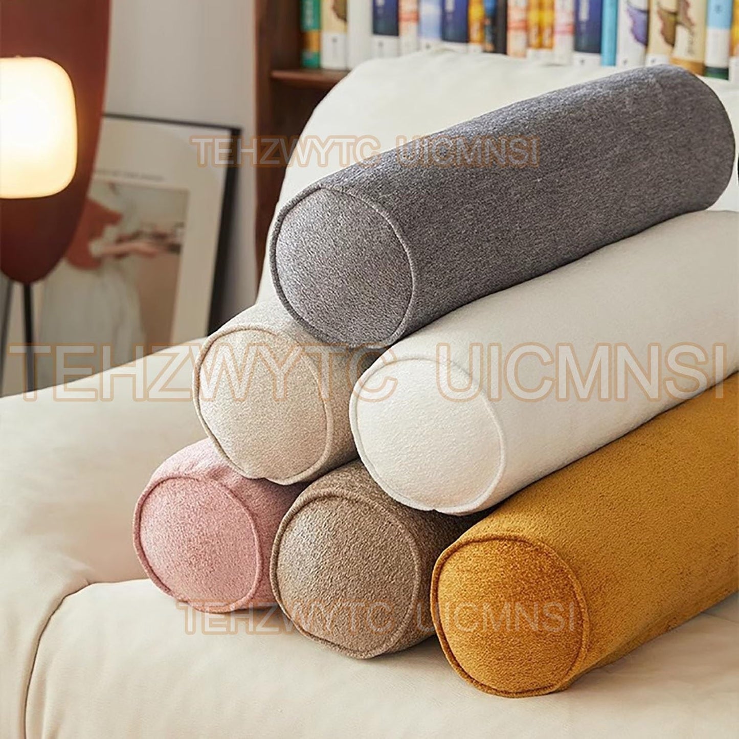 Round Cervical Roll Cylinder Bolster Pillow 52/16/24/31/39/47/59/72in with Removable Washable Cover, Full Moon Bolster for Head, Neck, Back, and Legs(7,15x70cm/6x27.5in)