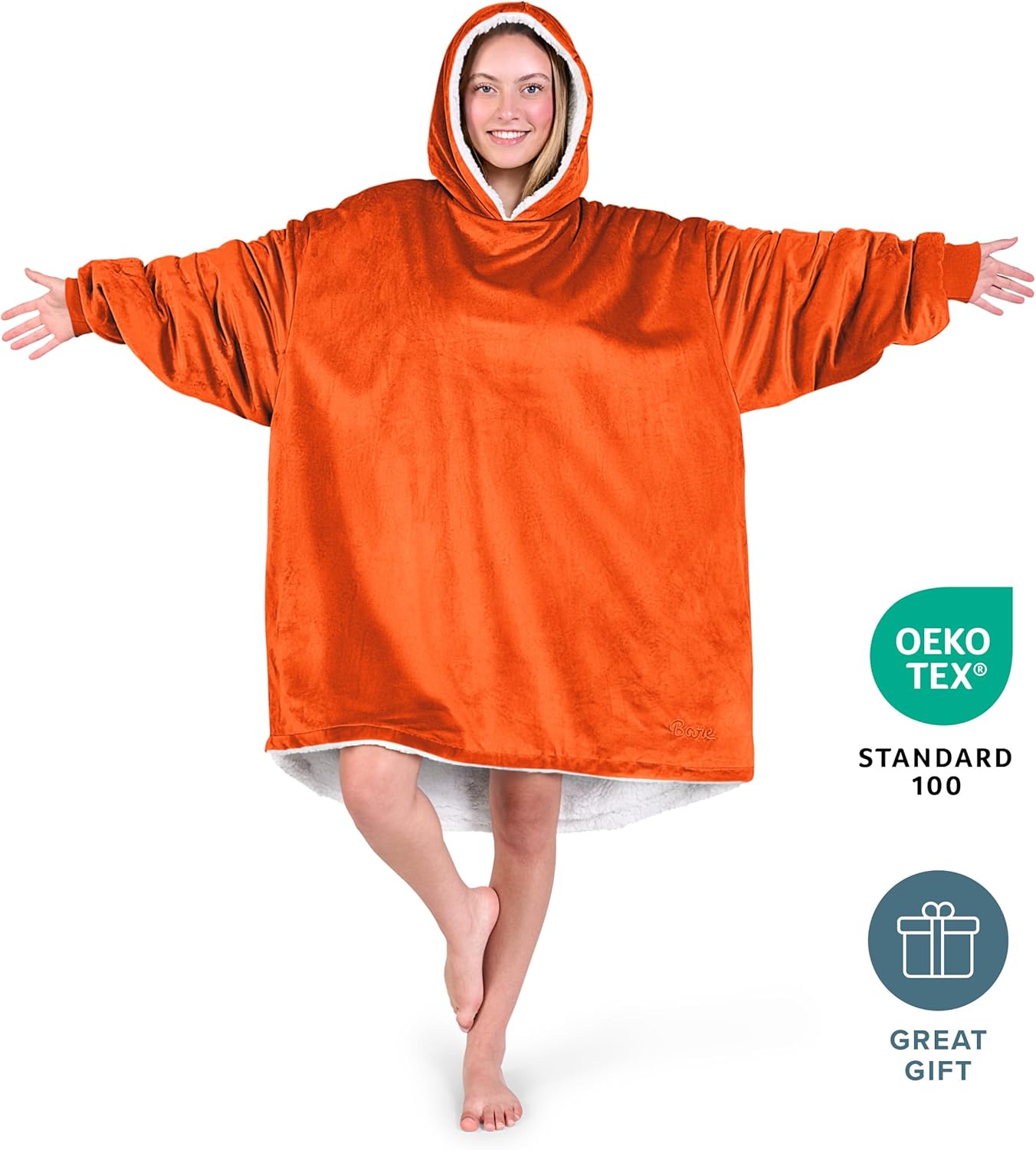 Bare Home Wearable Blanket Hoodie - Soft Plush Sherpa - Warm and Cozy - Oversized Wearable Blanket - Adult & Kid Sizes