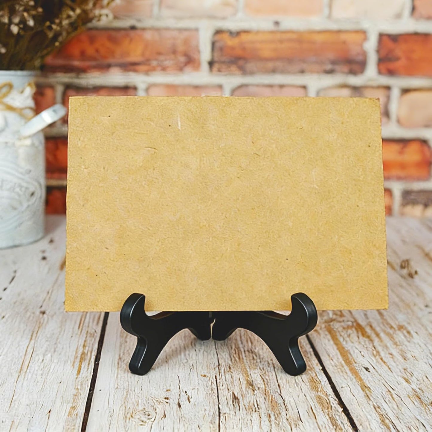 4PCS 4" Easel Plate Stand, Wood-Like Plastic Display Stand Holder Folding Displays Stand for Decorative Picture Frame Book Dish Artwork