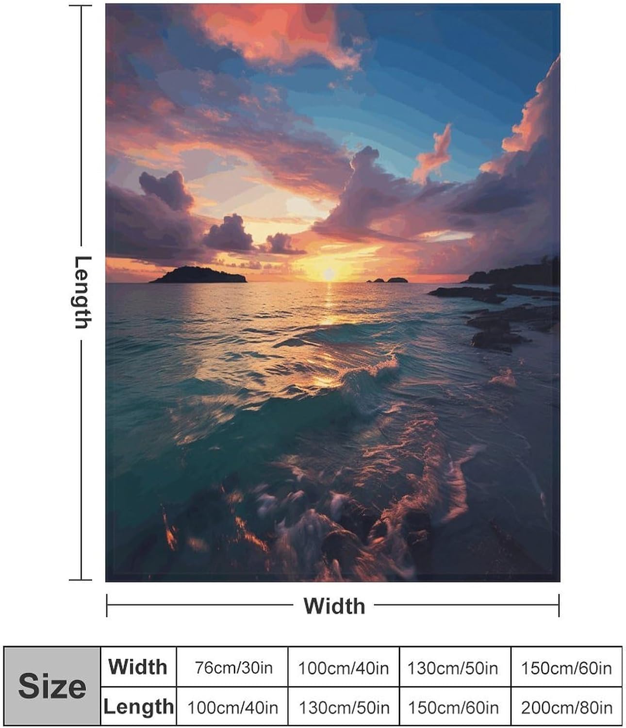 Ocean and Sunset Throw Blanket for Couch Super Soft Warm Lightweight Throw Blankets Cozy Flannel Bed Blanket Cute Decorative Blankets for All Seasons Home Decor Gift 40"*50" （100 * 130cm）
