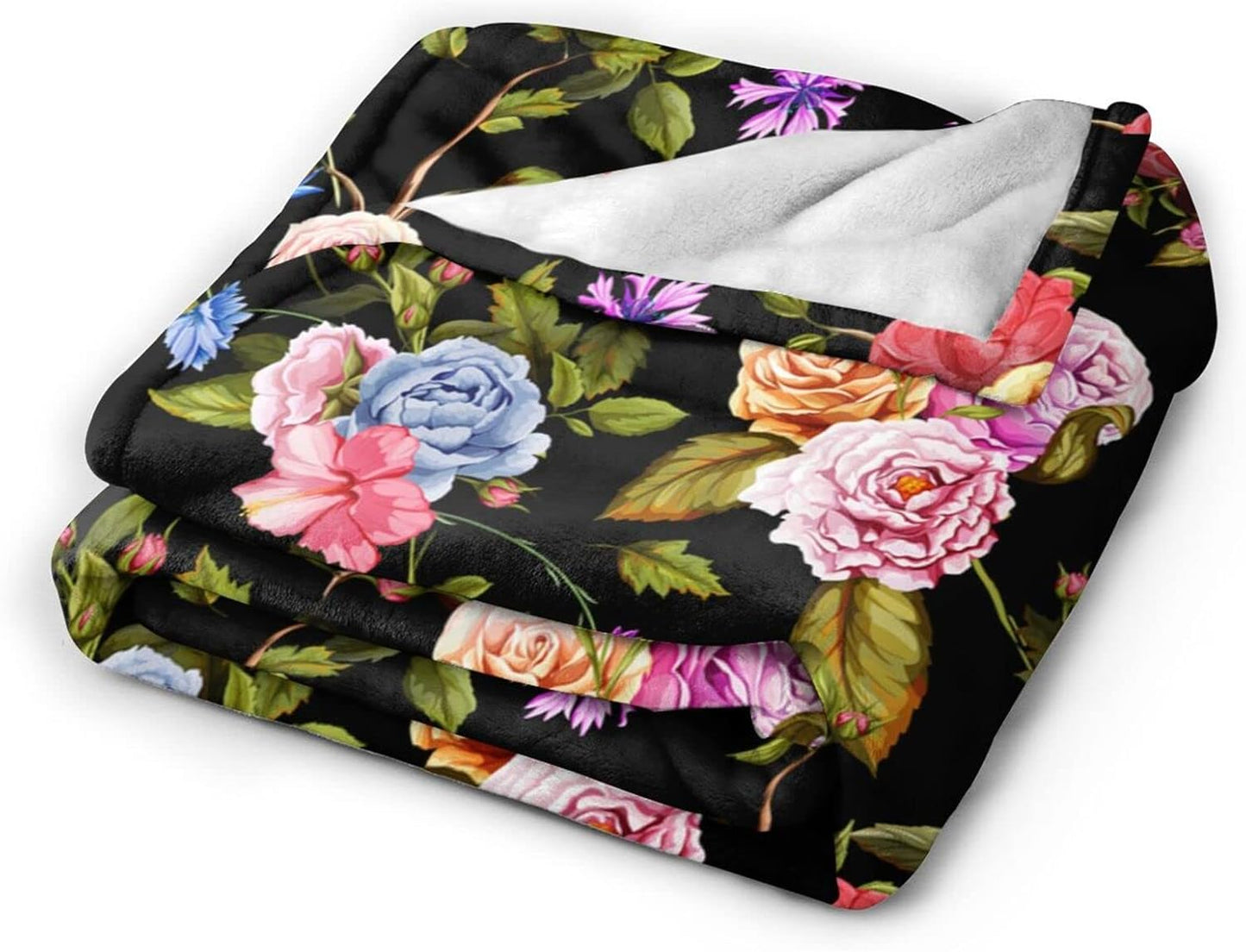 Colorful Peony Flowers Print Fleece Throw Blanket Ultra Soft Cozy Decorative Flannel Blanket All Season for Home Couch Bed Chair Travel 80x60in