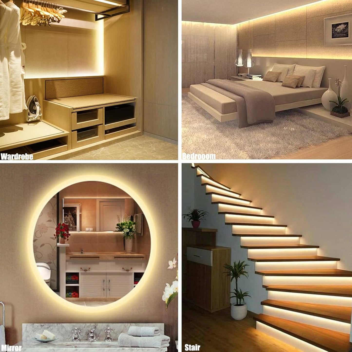 MY BEAUTY LIGHT LED Strip Lights Warm White,16.4ft Dimmable LED Light Strip with RF Remote,300 Bright 3000K 2835 LEDs,Plug-in Adhesive Rope Lights with Timing Mode for Living Room Bedroom Kitchen