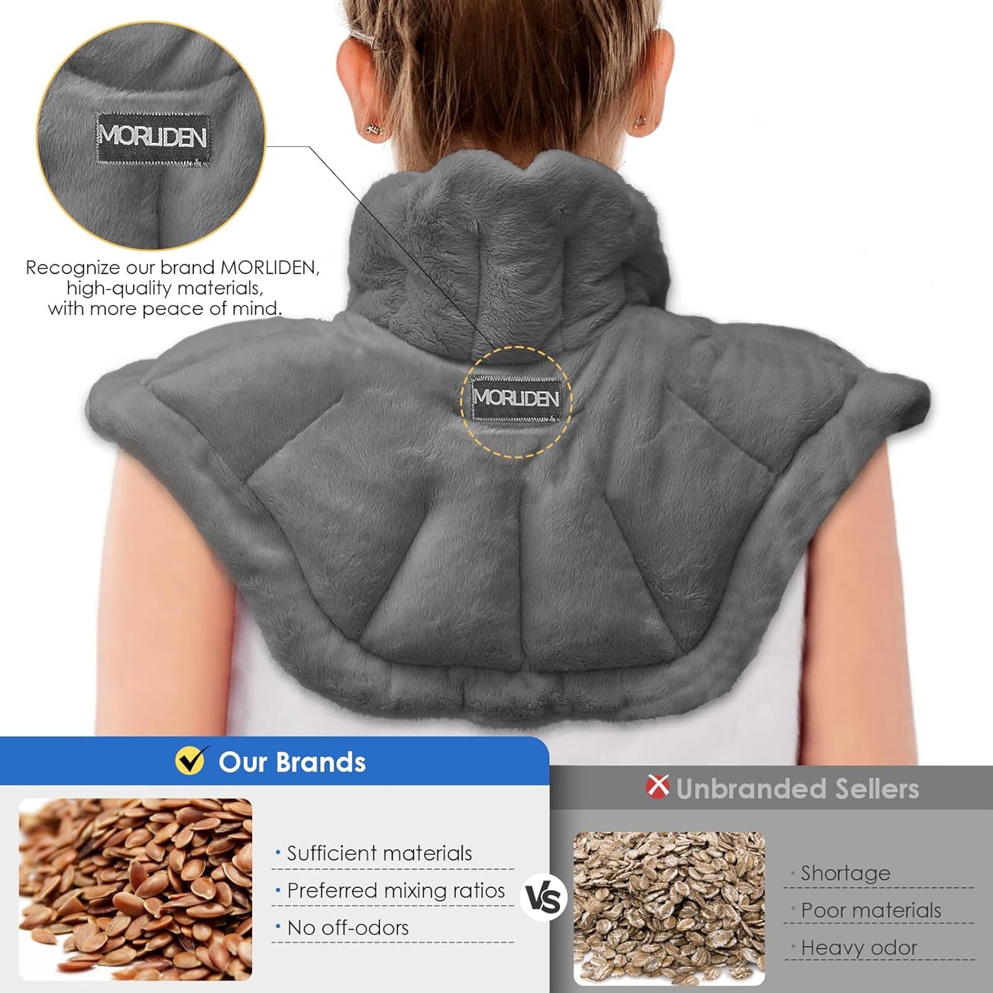 Microwavable Heated Neck Wrap Warmer and Shoulder Weighted Heating Pad Microwave for Hot and Cold Compress