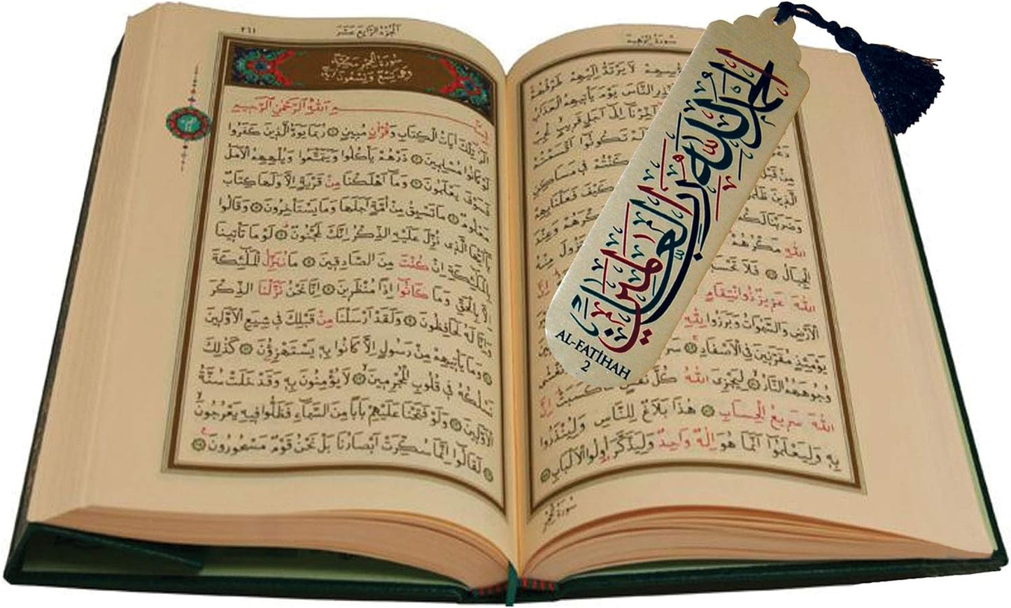 Pictor Gift Selected Verses of The Holy Quran Decorative 4 Piece Bookmark Set, Ramadan, Eid Mubarak, Islamic Metal Pressed with Suede Back