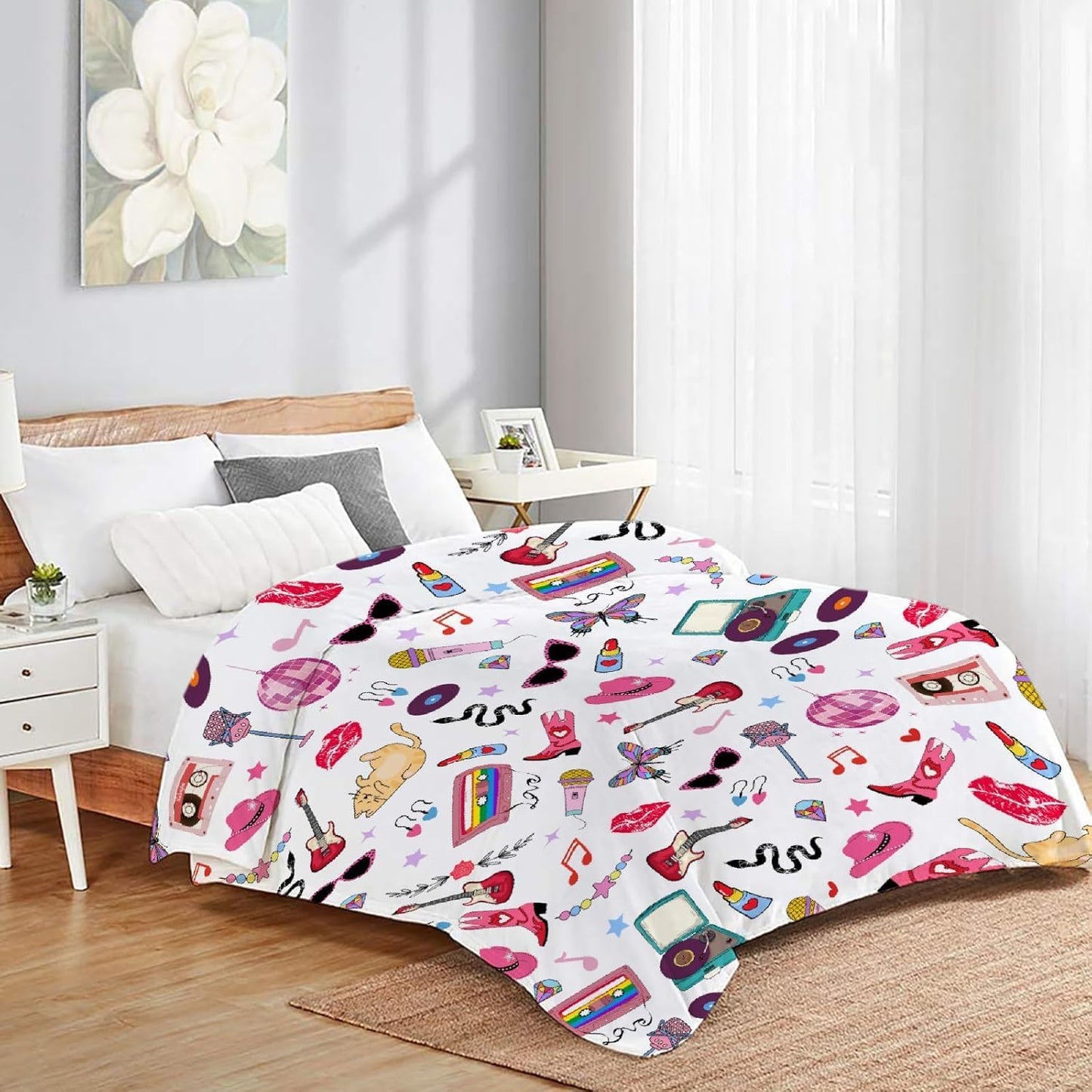 Blanket Women Gifts Super Soft Throws Lightweight Comfy Sheet Fuzzy Plush Bedding Quilt Fleece Blankets for Sofa Chair Couch 80"x60" Twin