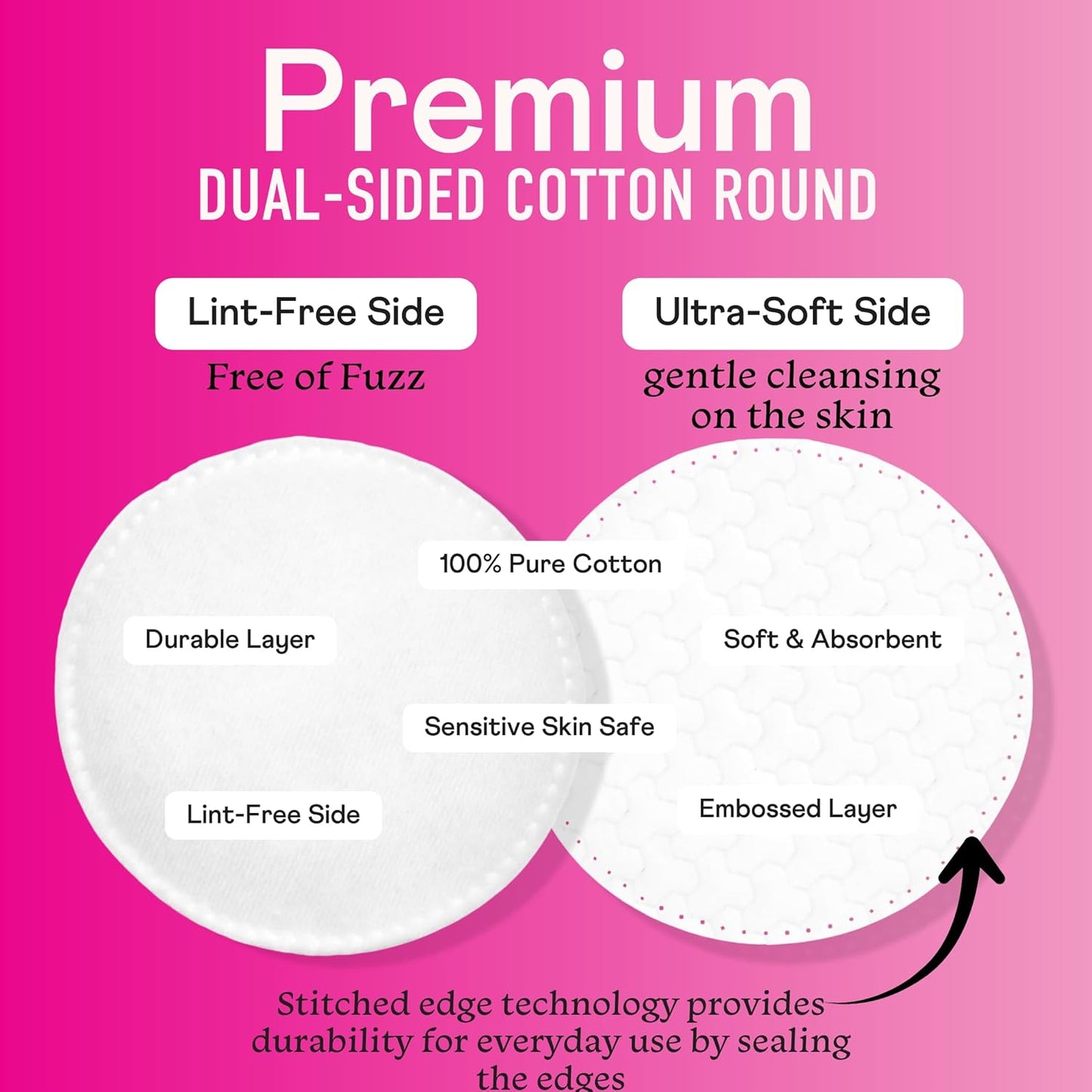 Swisspers Premium Cotton Rounds, Dual Sided Pads - 100 Pads (Pack of 3) - 100% Pure Chlorine-Free Cotton, Hypoallergenic & Dermotologist Tested - Cotton Pads for Makeup & Nail Polish Removal