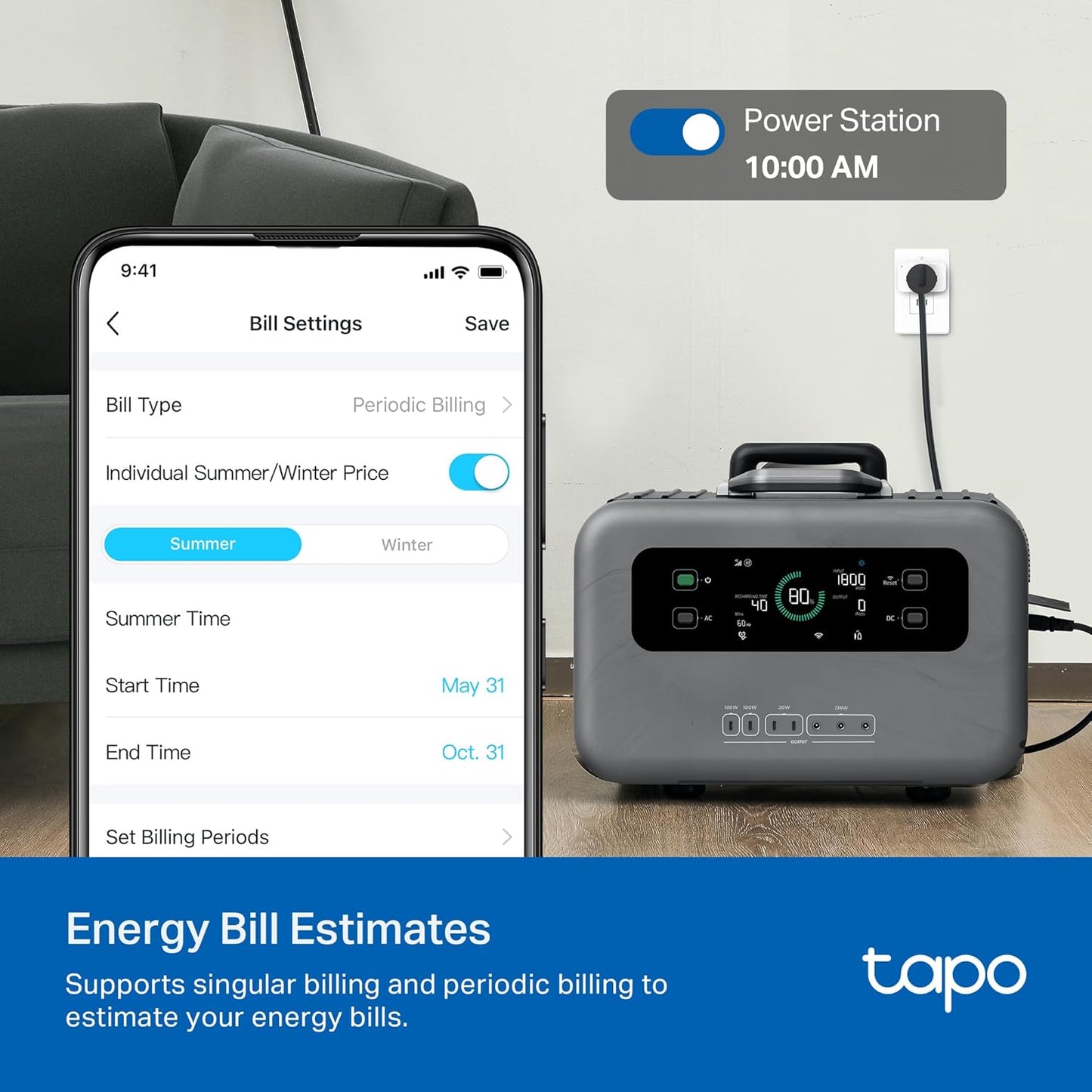 TP-Link Tapo Smart Plug Mini, Matter Compatible, Compatible with Alexa, Google Home & Samsung SmartThings, Energy Monitoring, 15A, UL Certified, 2.4G Wi-Fi Only, Tapo P110M(4-Pack)