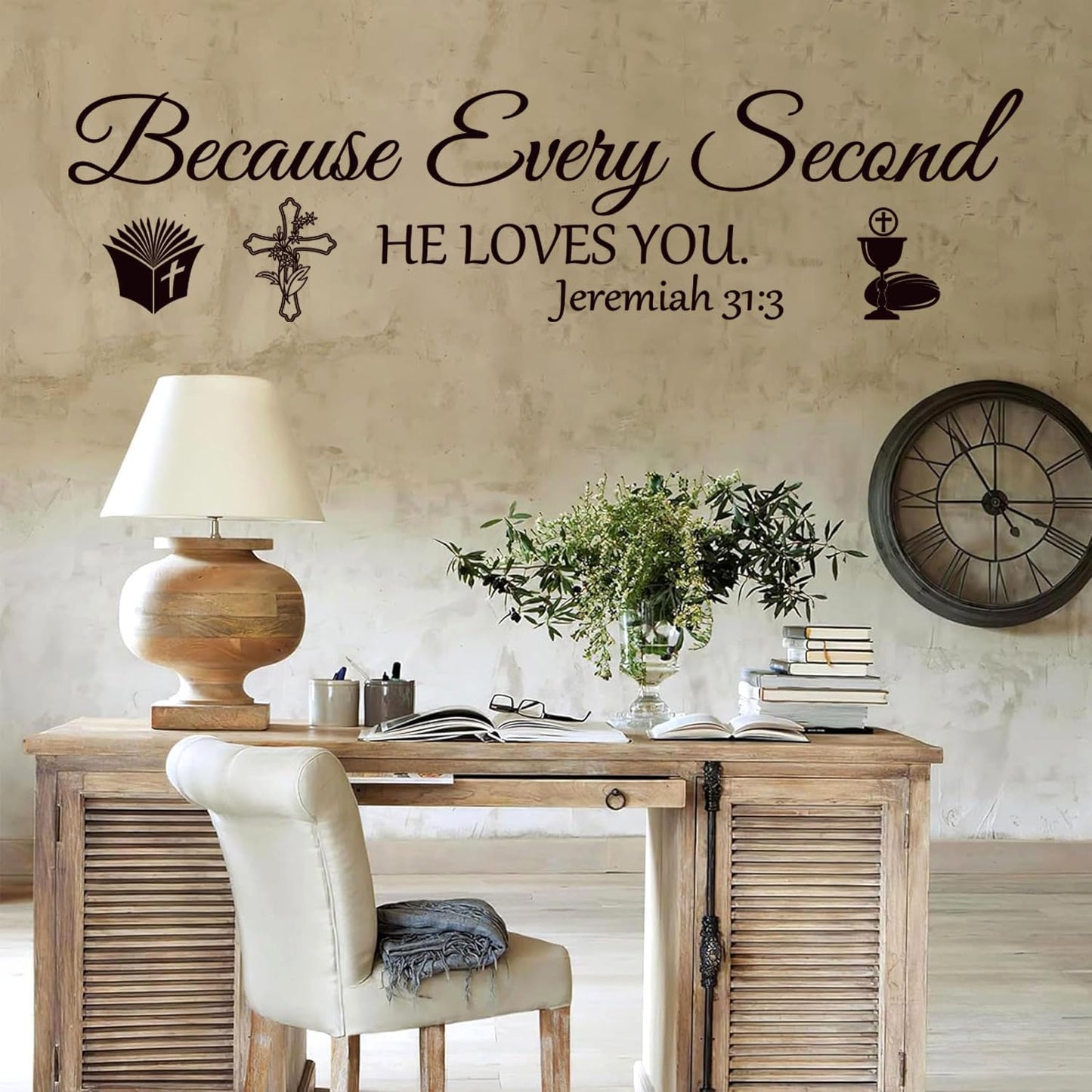 Bible Verse Wall Stickers Inspirational Quote Motivational Scripture Sticker Peel and Stick Wall Decals Religious for Living Room Family Home Bedroom Decor