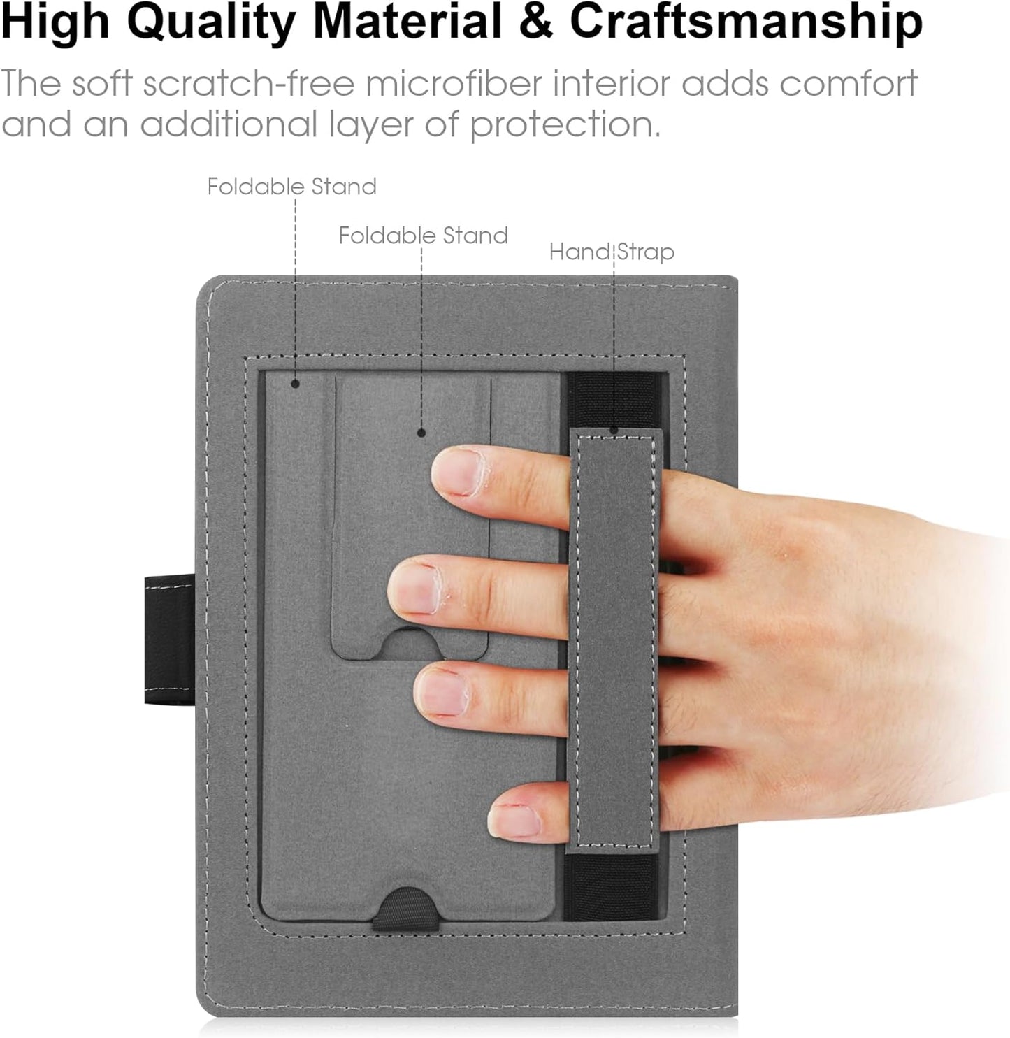 Universal Case Compatible with 6.8"-7" Kobo/Pocketbook/TolinoKindle Paperwhite/Kobo Clara HD/Kobo Clara 2E Leather Stand Cover for 6-6.8'' E-Book eReader,Black