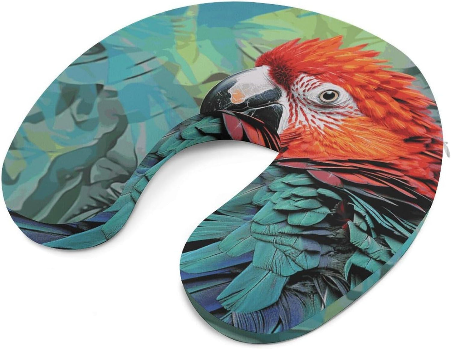 Colorful Parrot Neck Pillow Memory Foam U Shaped Pillows Portable Pillows for Shoulder Travel Head Support Pillow with Concealed Zipper for Airplane Car Home Office