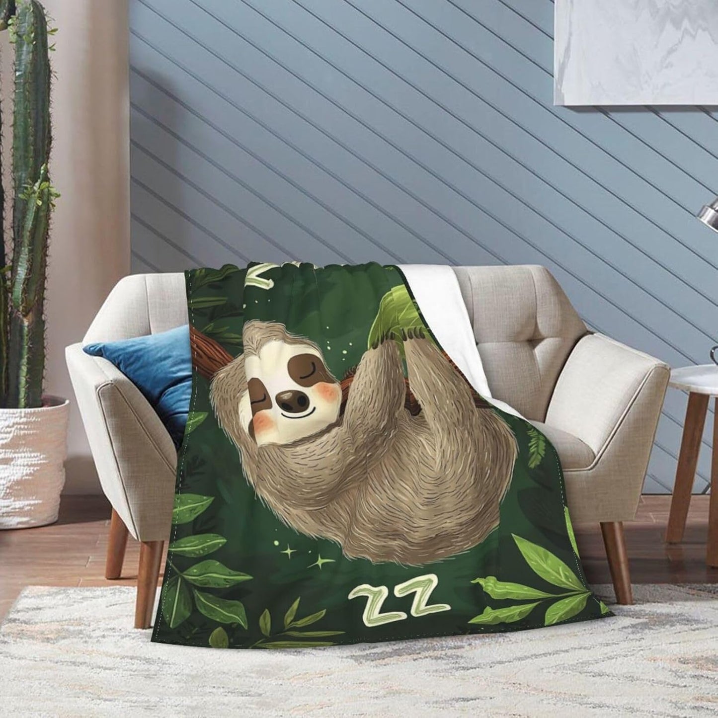Sloth Blanket – Cute Cozy Jungle Throw Blanket for Girls and Women Who Love to Relax 60"x50"