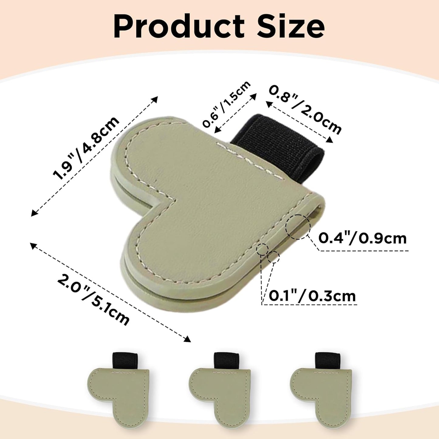 Leather Magnetic Bookmark Pen Loop Holder, Heart Style Pencil Holder Clip for Notebooks, Journals, Calendars, PU Leather Green 3 Pack
