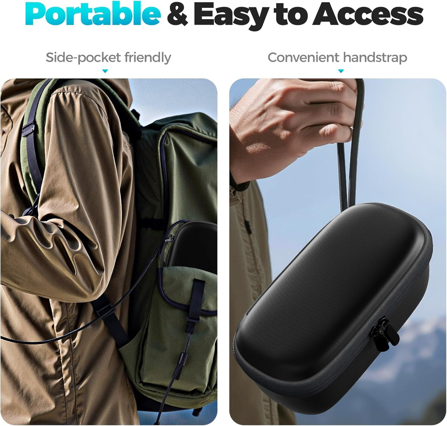 ProCase Hard Carrying Case for Anker Laptop/ 737 Power Bank, 25000mAh 165W Portable Charger Travel Storage Bag, Zippered Organizer Box for Cables Accessories with Mesh Pocket -Black