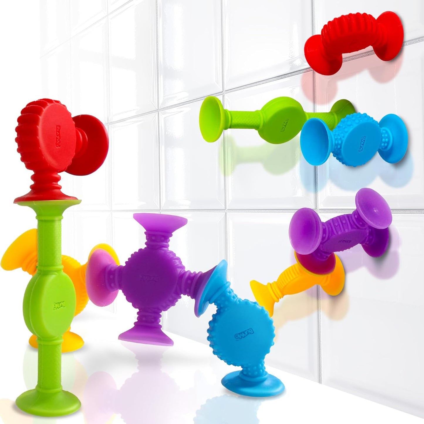 BUNMO Easter Basket Stuffers for Toddler - Bath Toys Suction - Easter Basket Stuffers - Fine Motor Skills - Stimulating Sensory Toys - Non-Mouthable 3+ - Textured 10pk