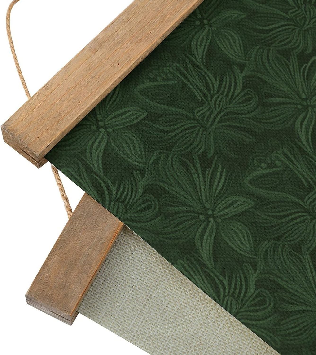 Vintage Hunter Green Floral Petals Pattern Poster with Wooden Frame Personalized Linen Hanging Scroll Painting Rustic Wall Hanging Illustrative Modern Artwork Decor for Home Living Room Bedroom Office