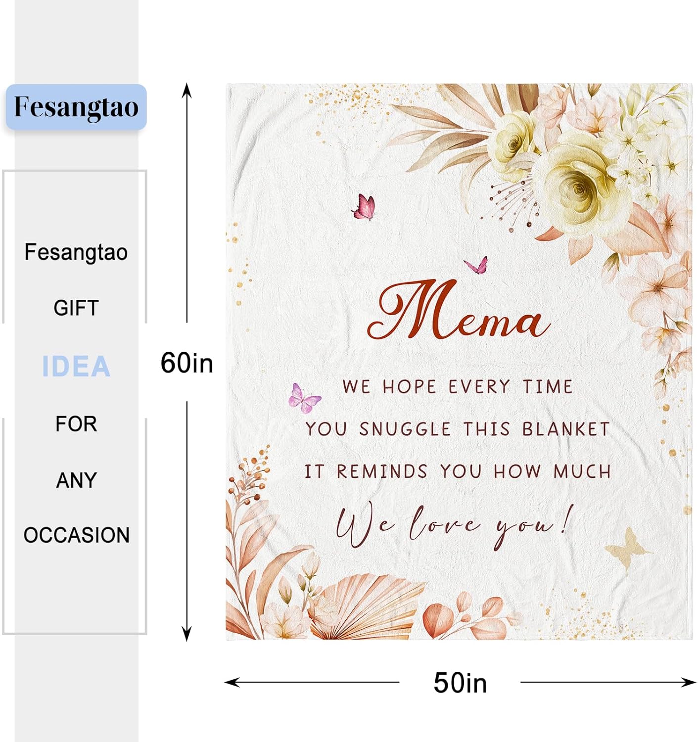 Mema Gifts for Grandma - Gifts for Mema - Mema's Gift from Grandchildren/Grandkids - Best Memas Ever Gift for Retirement Birthday Blanket 60"X50"