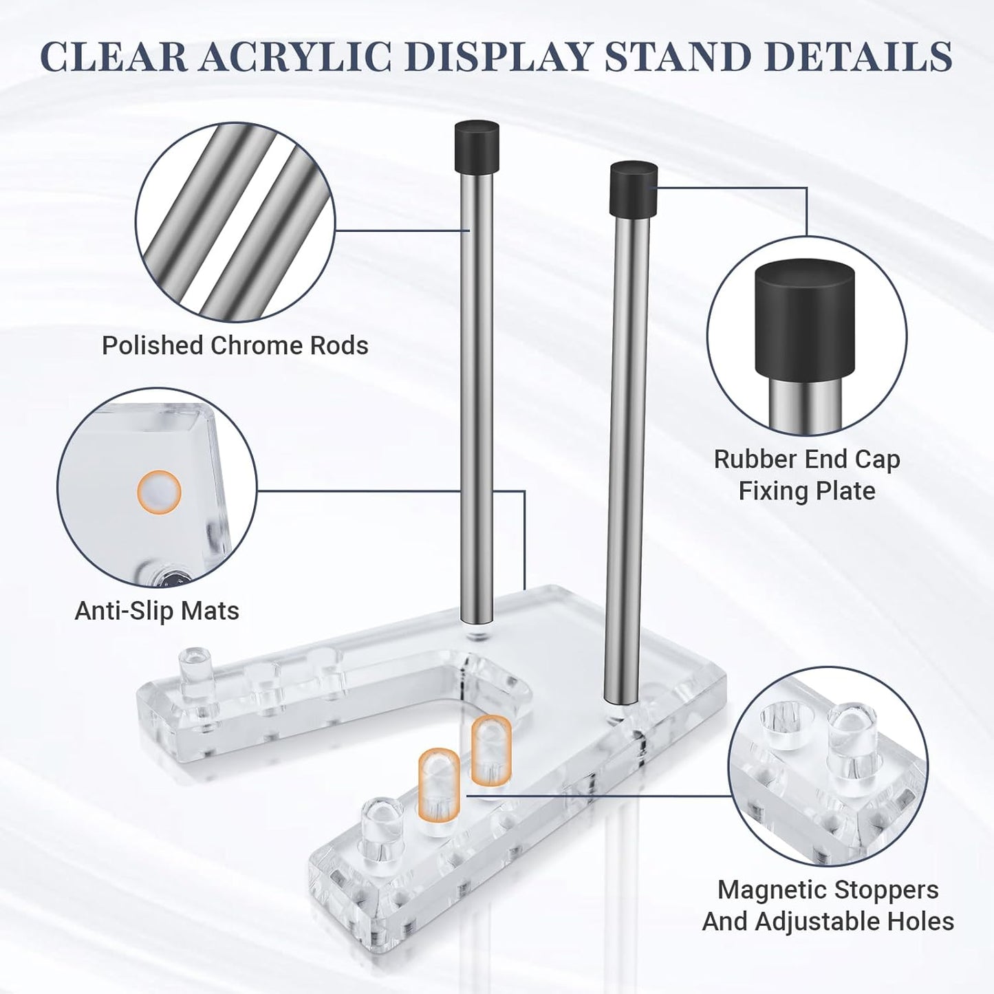 2 pack Acrylic plate holders for displaying, Adjustable dish display stand suitable for Display Plates Photos Holder Picture Frames or Other Items at Weddings, Birthdays, Home Decoration, Tables.