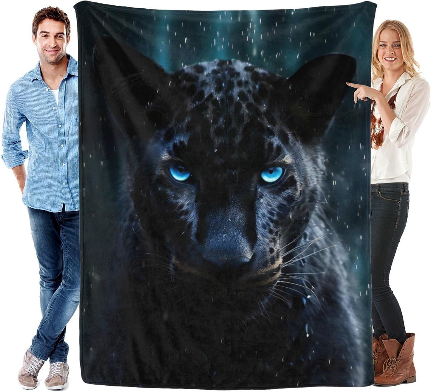 Black Panther 60"x50" Fleece Throw Blanket - Wild Animal Style Plush, Luxury Black Fuzzy Blanket That Does Not Fade
