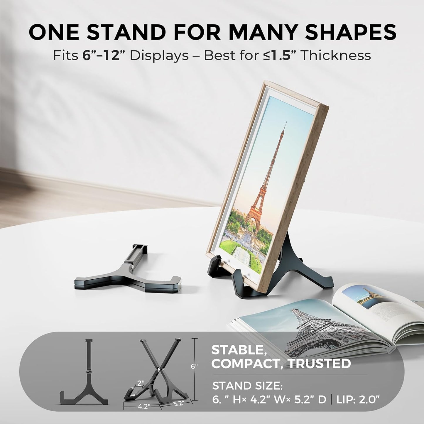 TR-LIFE Plate Stands for Display - 6 Inch Plastic Picture Frame Holder Stand, Easel for Book, Photo, Sign, Plaque, Decor (2 Pack)