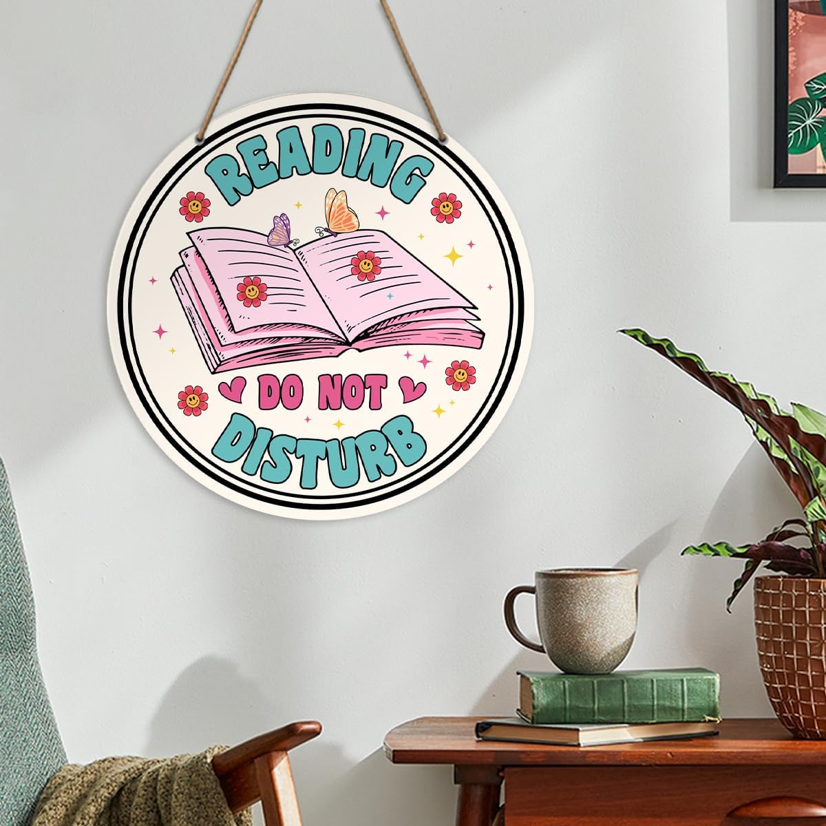 Reading Do Not Disturb Wooden Sign Wall Decor, Book Lover Wood Hanging Sign Decorations for Home Bedroom Reading Room Library, Book Lovers Gifts for Women Men