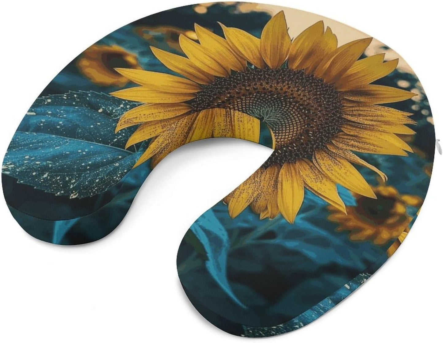 The Most Beautiful Sunflower Neck Pillow Memory Foam U Shaped Pillows Portable Pillows for Shoulder Travel Head Support Pillow with Concealed Zipper for Airplane Car Home Office