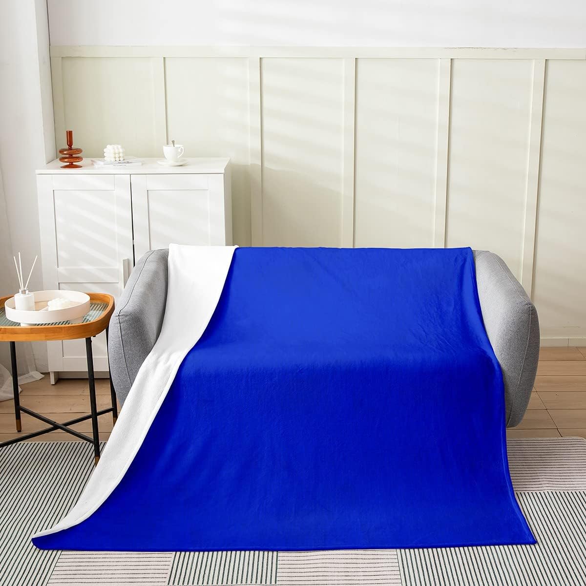Erosebridal Royal Blue Fuzzy Blanket Twin, Solid Color Sherpa Blanket for Adult Women Men, Ultra-Soft Polyester Throw Blanket, Pure Simple Style Fleece Blanket for Bed Sofa Couch,