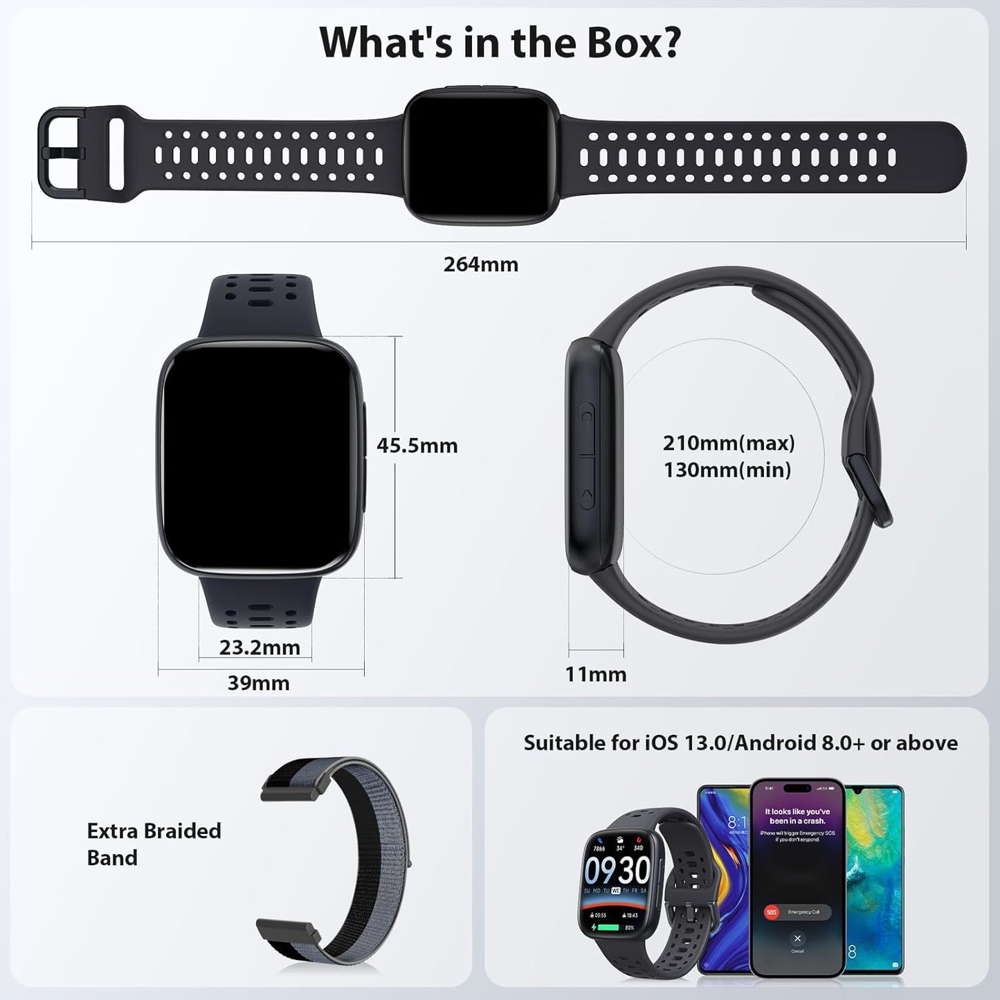 Smart Watches for Men Android iPhone (2 Bands), [1.85" AMOLED Screen] Smartwatch Fitness Tracker 3ATM Waterproof with Bluetooth Calls, AI Control, Heart Rate/SpO2/Sleep Monitor, 7 Days Battery