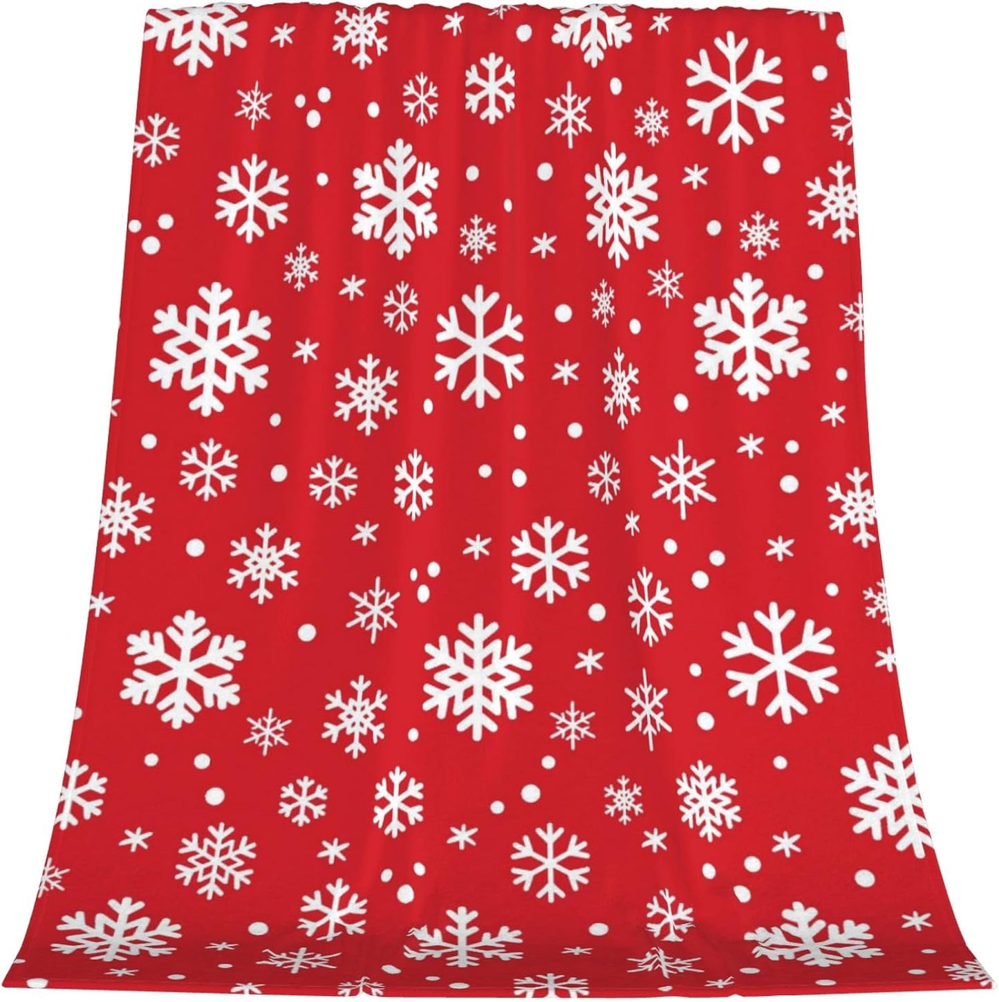 Christmas Throw Blanket - Ultra Soft Flannel Holiday Blankets for Couch & Bed, 50x40 Inch Cozy Lightweight Warm Blanket for Adults Kids, Machine Washable with Snowflake