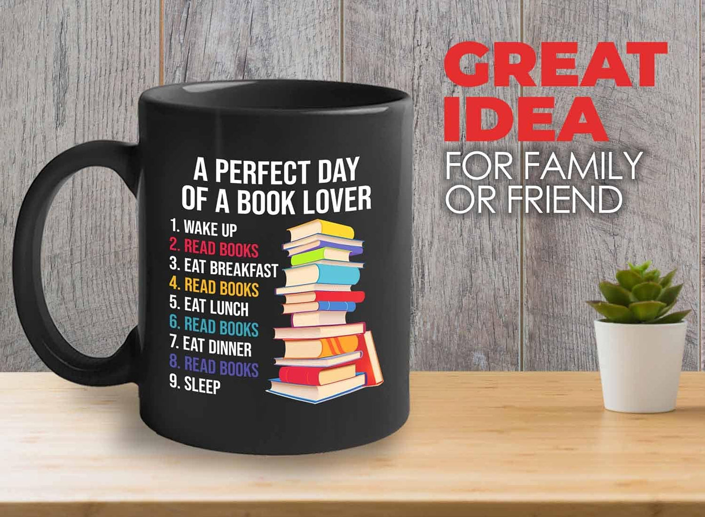 Bubble Hugs Reader Coffee Mug 11oz Black - A Perfect Day of A Book Lover - Funny Sarcasm Reading Novel Literary Literature Bookish Author Writer